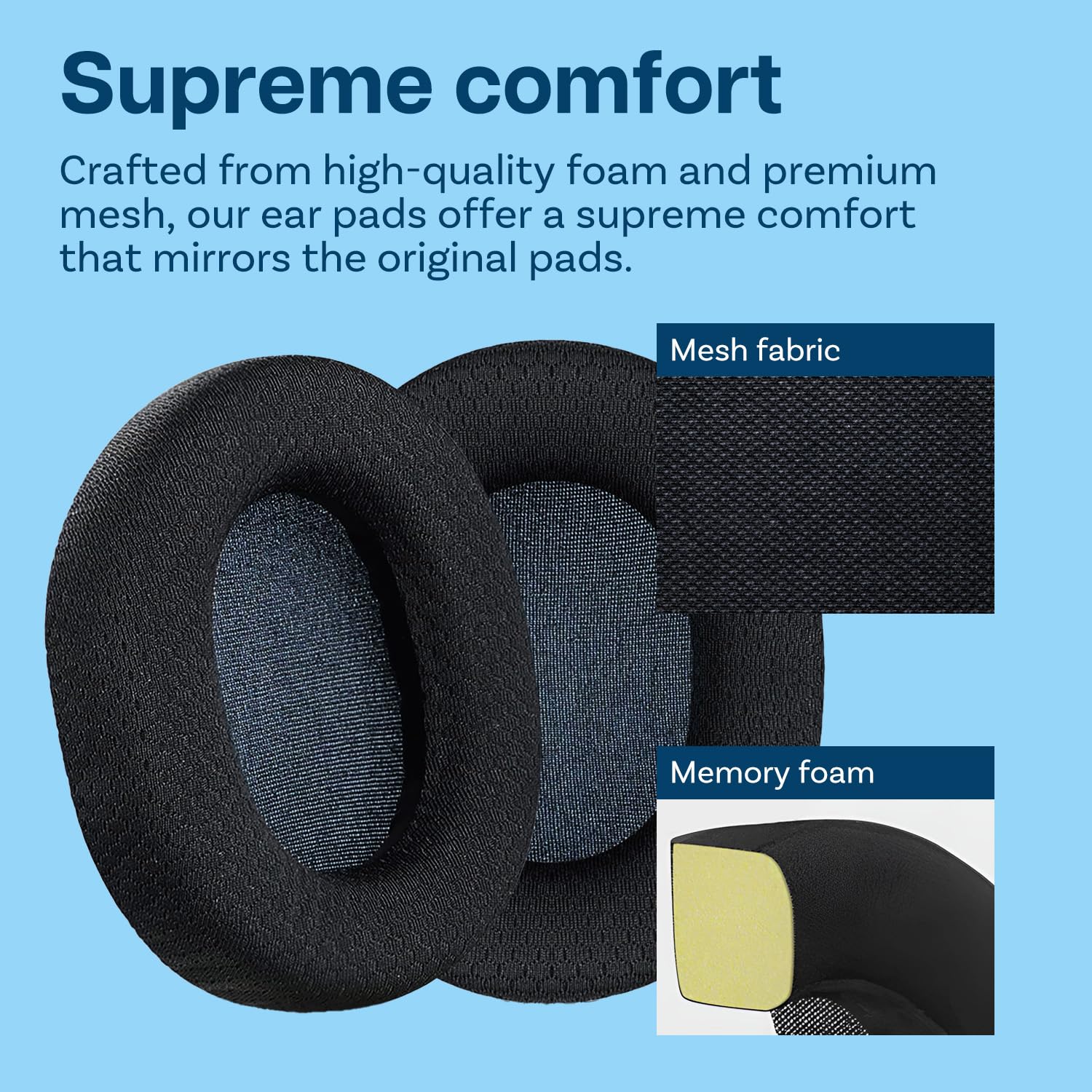 Premium Replacement Ear Pads for SteelSeries Arctis 1/3/5/7/9/Pro & Prime Wireless Gaming Headsets - Breathable Mesh Fabric Cushions (Black) - Perfect for Long Gaming Sessions and Enhanced Comfort