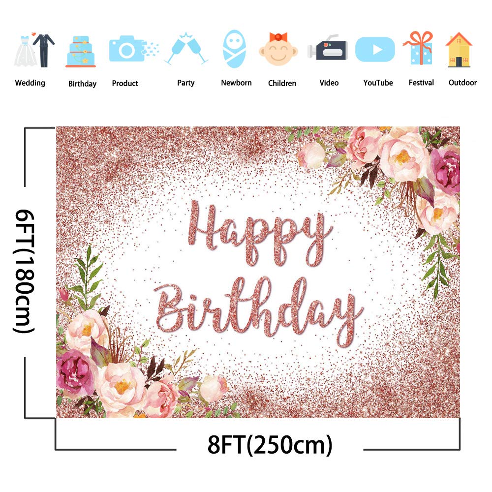8x6ft Rose Gold Glitter Dot Vinyl Backdrop - Pink Blush Birthday Party Decor for Cake Table, Photo Booth & Personalized Celebrations | Avezano