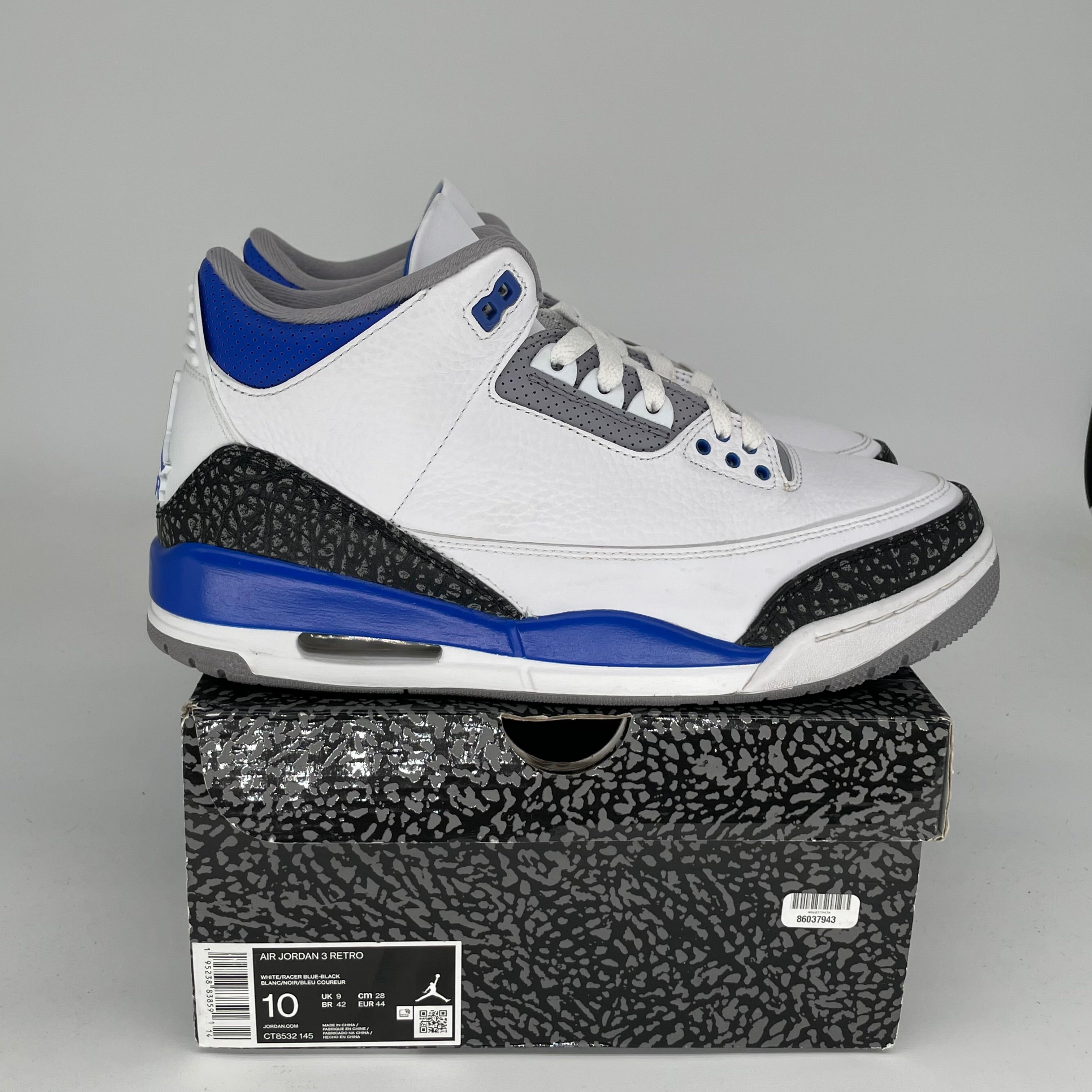 AIR JORDAN 3 RACER BLUE Men's Basketball Shoes - Size 10 (CT8532-145) | Retro Sneakers for Running, Training & Streetwear Fashion