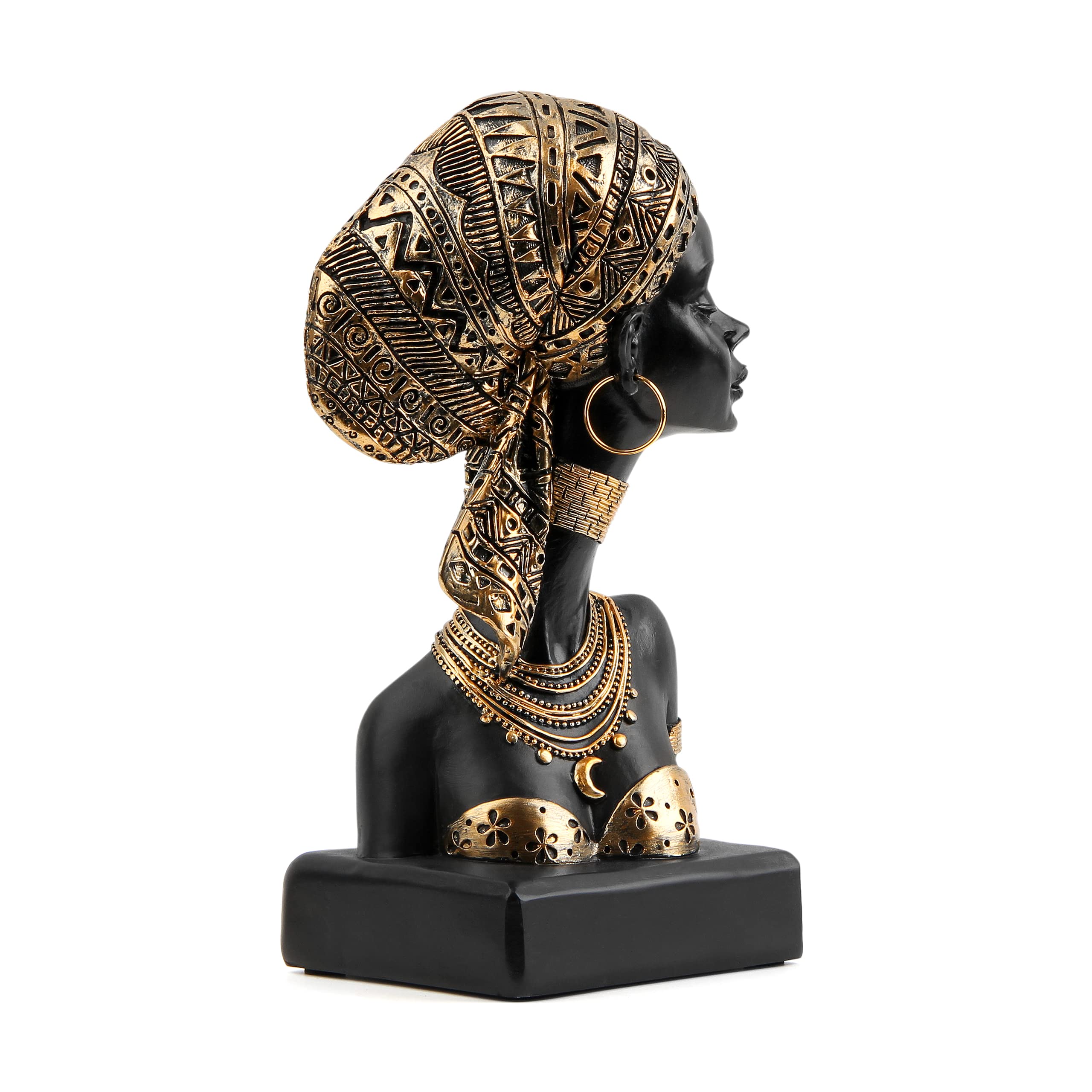 Modern African Lady Bust Statue - Handcrafted Home Decor for Shelf, Bookshelf, Desk & Table - Perfect for Living Room, Bedroom & Office Decor | African Art Sculpture for Cultural Home Accents
