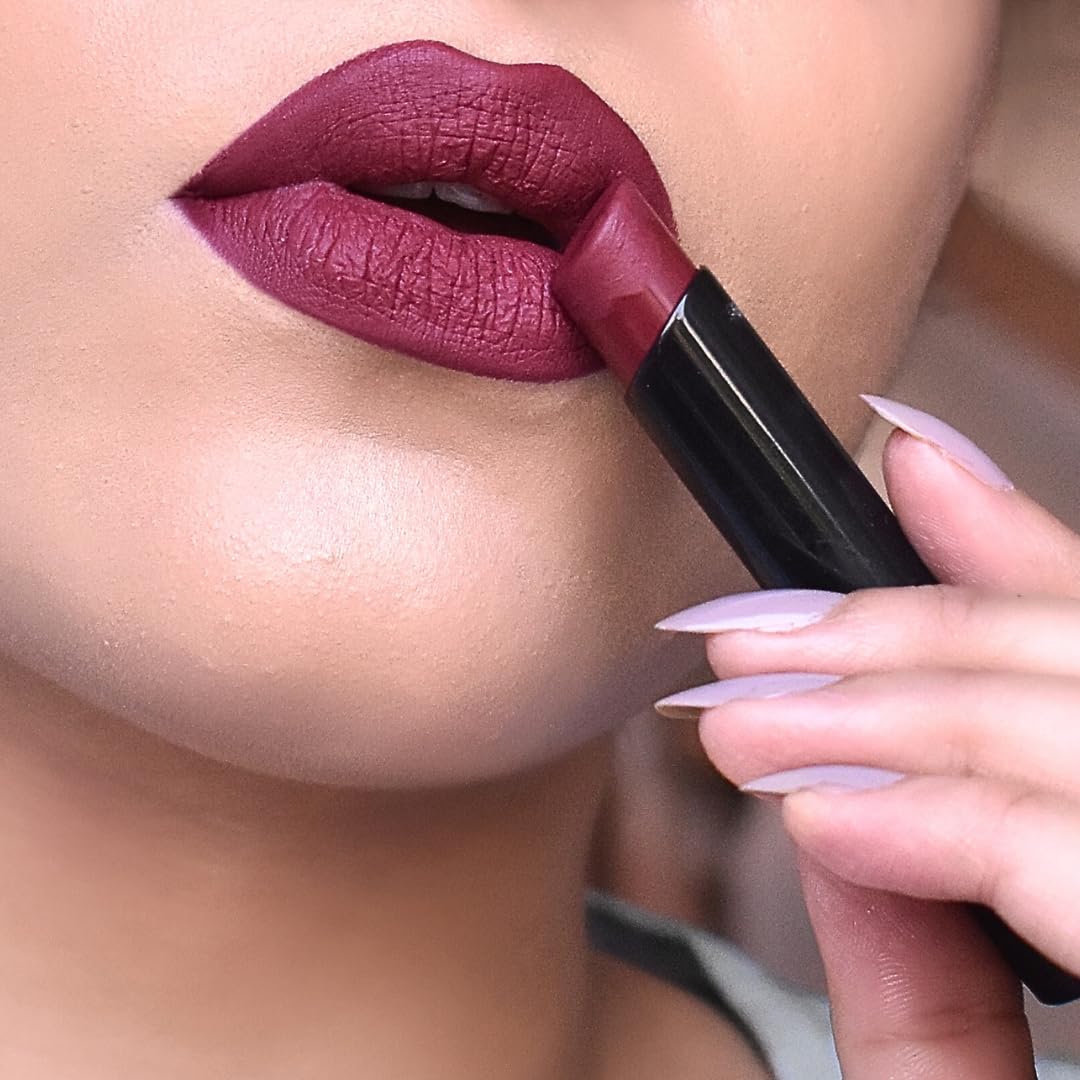 Spekta Matte Lipstick - 113 Menace (3.7g, Burgundy) | 8-Hour Long Lasting Vegan Lipstick with Argan Oil & Vitamin E | Hydrating & Smudge Proof | Perfect for Date Night, Parties & Everyday Wear