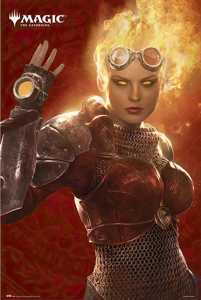 Magic The Gathering MTG Chandra Nalaar Planeswalker Framed Gaming Poster 24x36 Inches - Collectible Wall Art for MTG Fans & Game Room Decor