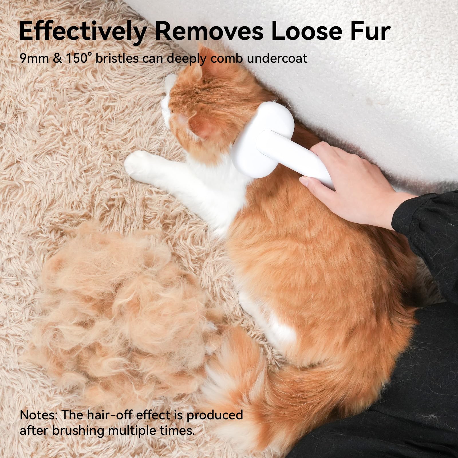 Aumuca Cat Brush for Shedding - Gentle Grooming Brush for Long & Short Haired Cats & Dogs - Deshedding Tool Removes Loose Fur - Perfect for Indoor Pets, Kittens & Small Animals - White (Great for Daily Grooming & Bonding with Your Pet)
