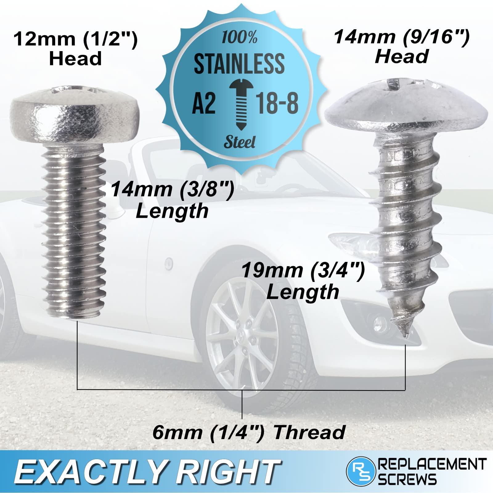 Stainless Steel License Plate Screws for Mazda CX-30 - Pack of 8 Replacement Screws - Perfect for Securing License Plates & Preventing Theft