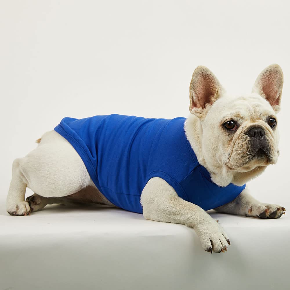 Breathable Cotton Sleeveless Dog Tank Top - Soft Summer Pet T-Shirt for Small Medium Large Dogs - Blue Cooling Vest for Outdoor Walks & Playtime