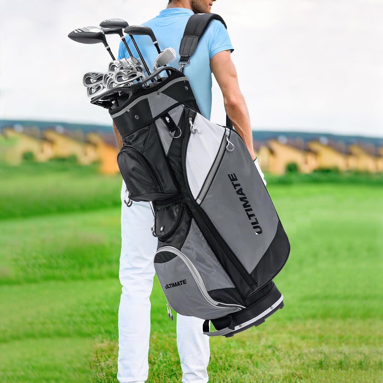 **Tangkula 14-Way Golf Cart Bag - Lightweight Waterproof Golf Club Bag with Cooler Pocket, Rain Hood & Shoulder Strap - Ideal for Men & Women Golfers on the Course**    *(Use Case: Perfect for golf tournaments, driving ranges, and casual rounds with durable storage for clubs, accessories, and drinks.)*