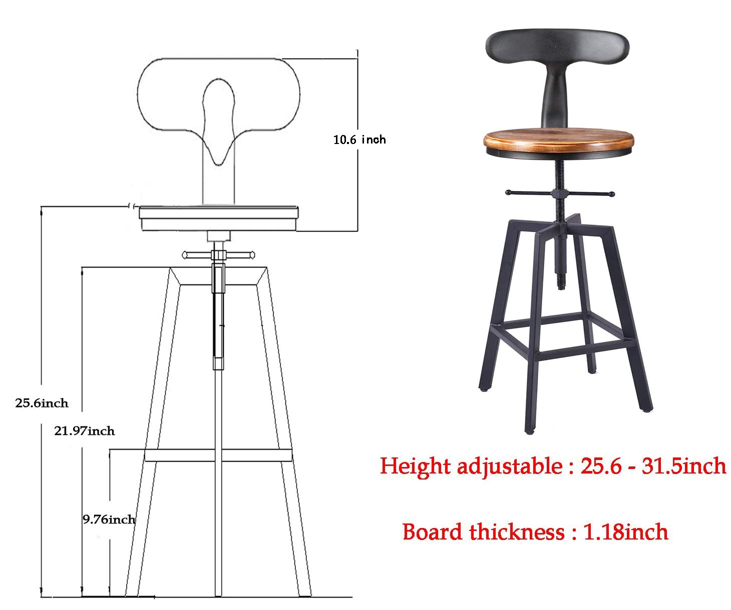 Modern 3-Piece Round Pub Table Set with Adjustable Bar Stools - Industrial Style Bistro Height Kitchen Dining Set for 2 - Perfect for Small Spaces, Breakfast Nooks & Compact Apartments