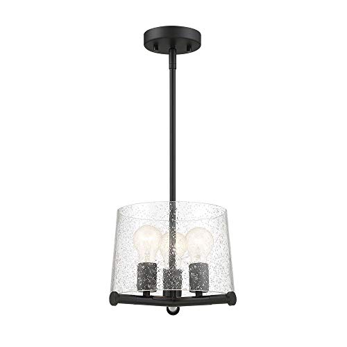 Designers Fountain 95831-MB Matteson 3-Light Pendant Light Fixture - Matte Black Finish with Clear Seedy Glass Shades - Perfect for Kitchen Island, Dining Room, or Entryway Lighting