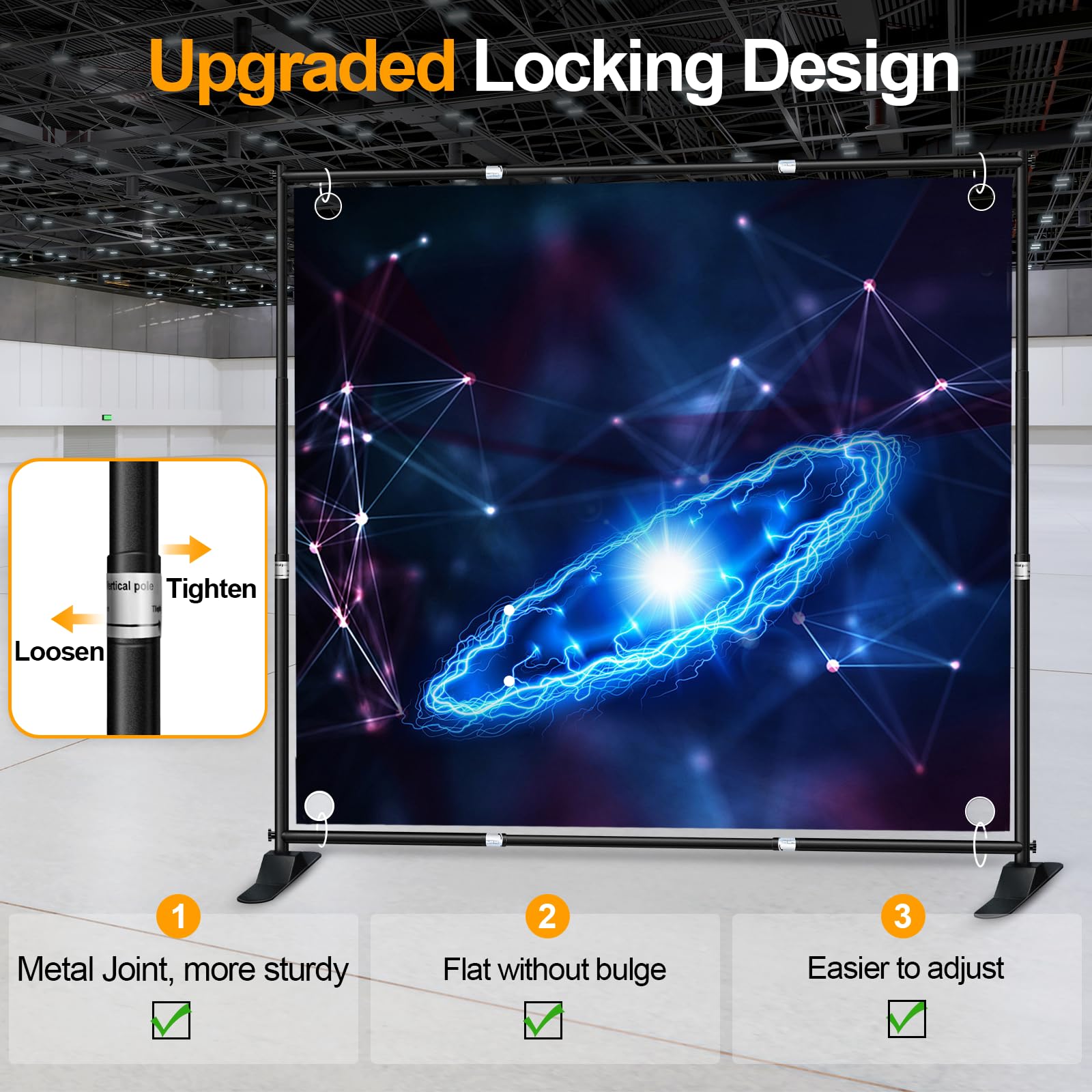 EMART 10x10 ft Heavy Duty Banner Backdrop Stand Kit - Adjustable Frame for Step & Repeat Backdrops - Perfect for Photography, Trade Shows, Photo Booths, Events & Branding Displays
