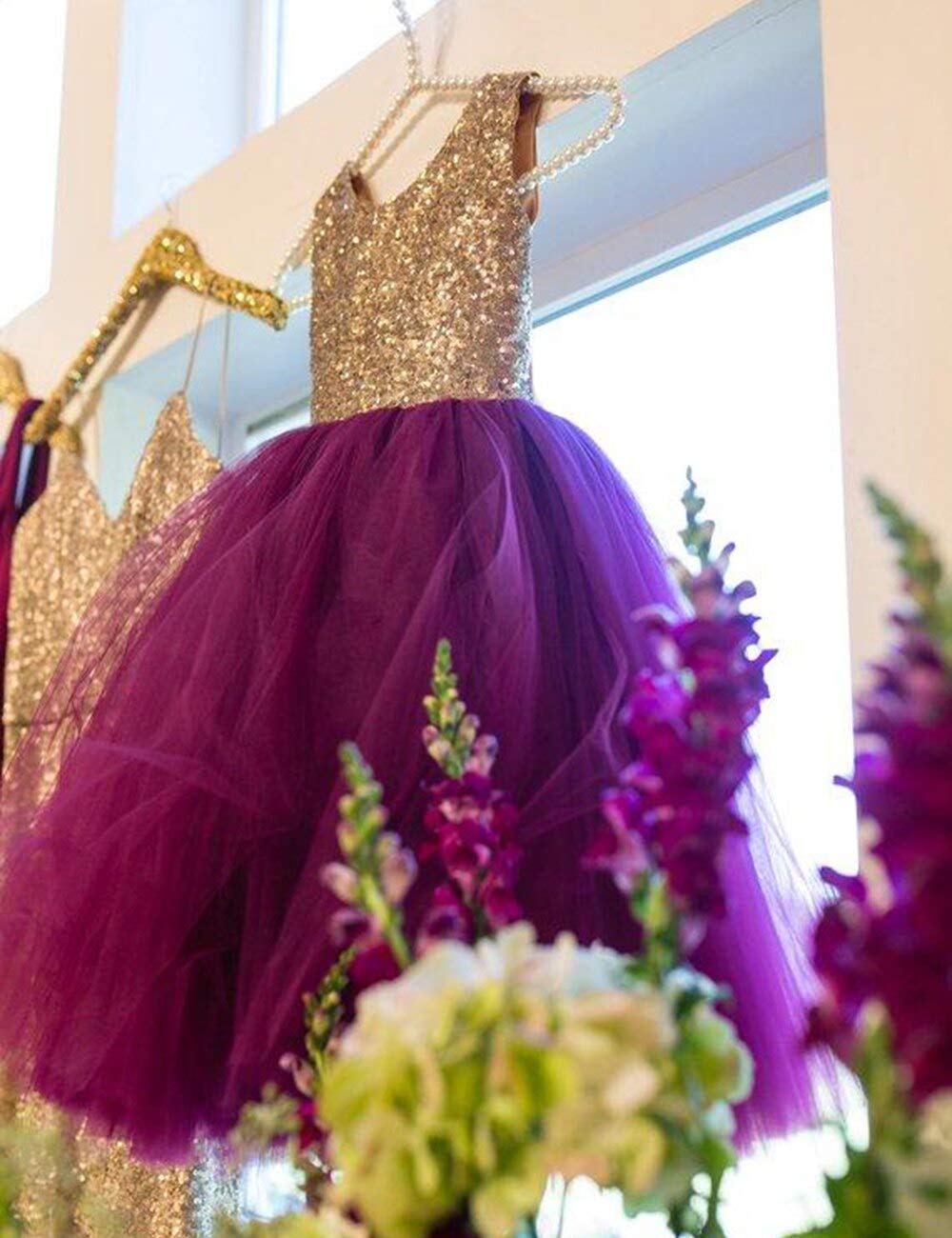 Sparkly Sequin Flower Girl Dress for Weddings – Elegant Long Pageant Gown for Junior Bridesmaids & Special Occasions | Perfect for Weddings, Baptisms, and Formal Events