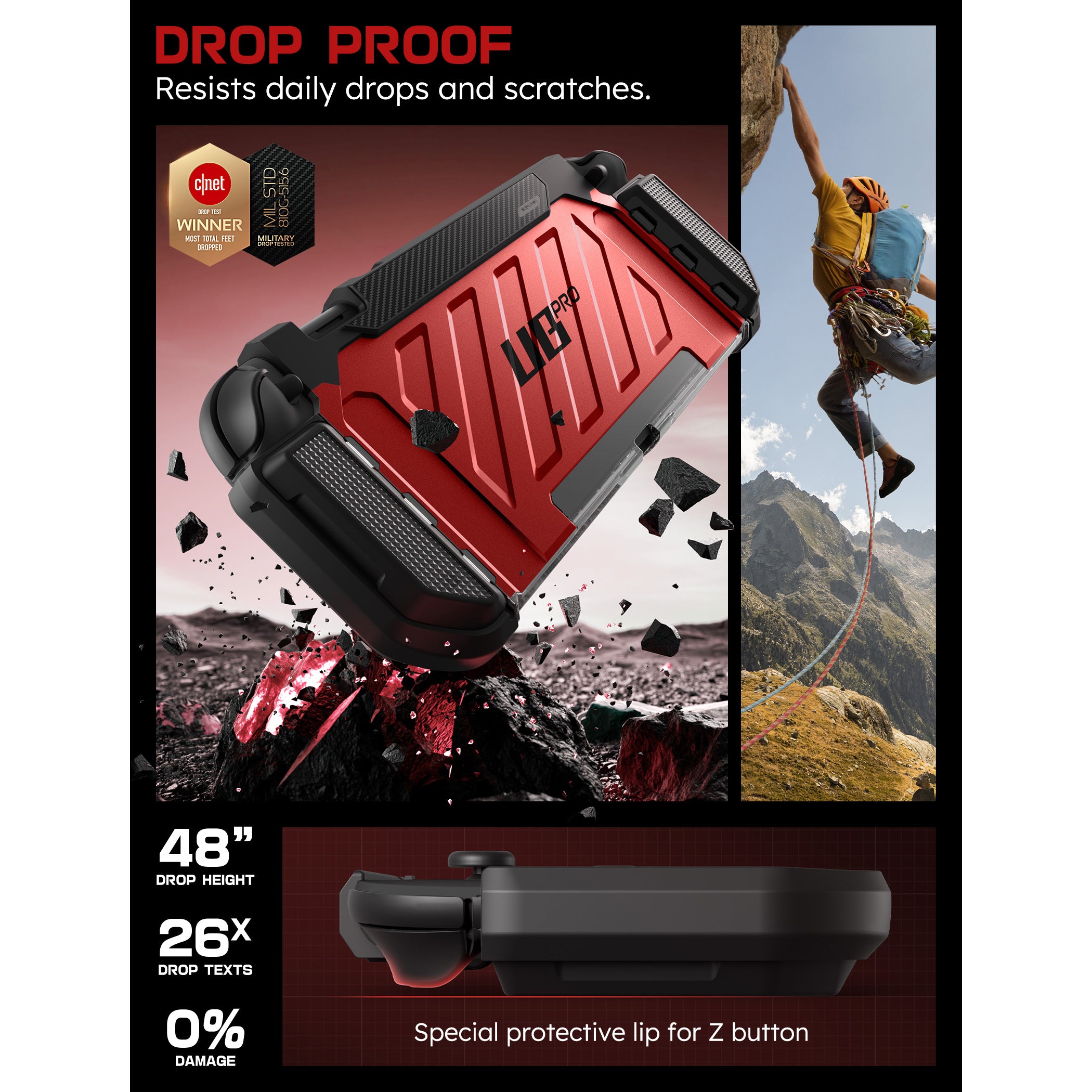 Nintendo Switch 2 Unicorn Beetle PRO Protective Gaming Case - Shockproof & Scratch-Resistant Cover for Nintendo Switch 2 Console (Metallic Red) - Perfect for Travel, Outdoor Gaming & Daily Protection