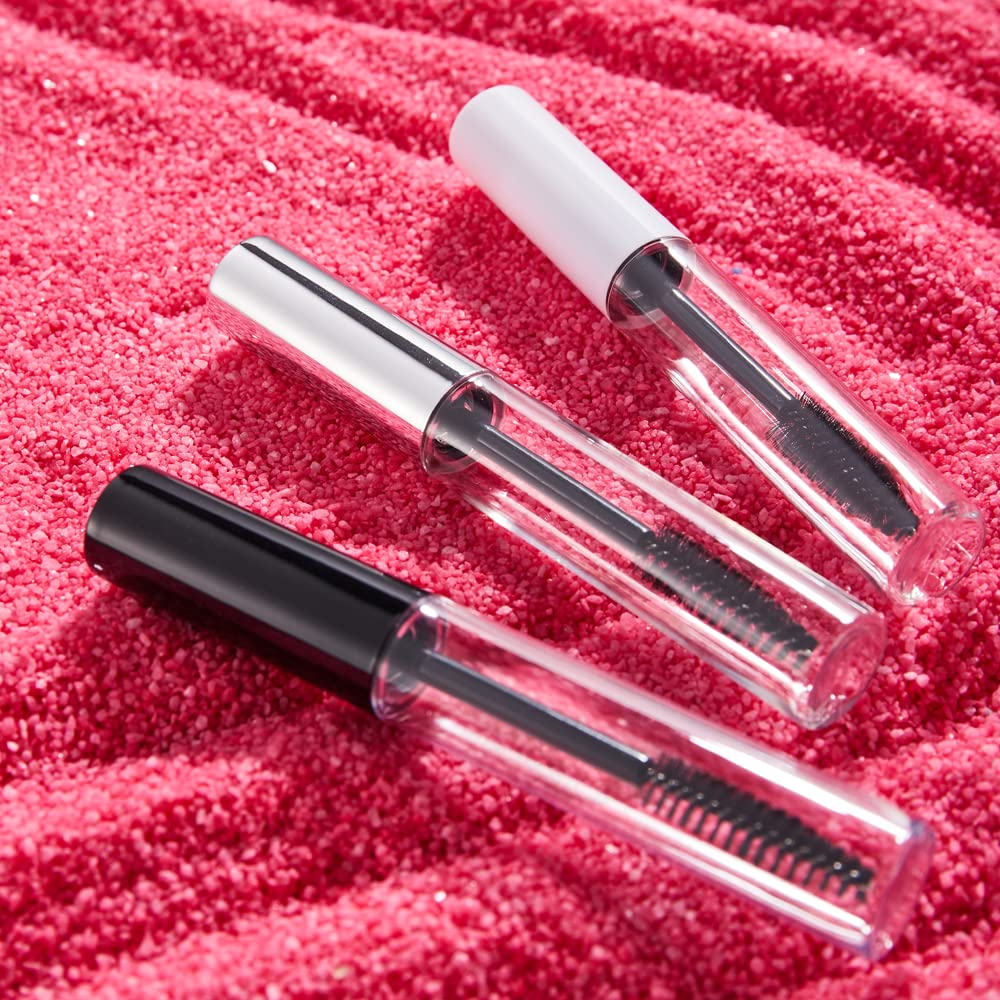 4 Pack 10ml Refillable Empty Mascara Tubes with Brush Wands - DIY Eyelash Serum Containers for Castor Oil, Eyebrow Growth Serum & Coconut Oil - Includes 4 Rubber Inserts & 1 Funnel - Travel Size Beauty Essentials for Home, Salon & On-the-Go - Perfect for Lash Extensions, Eyebrow Care, Natural Oil Storage & Makeup Touch Ups - Great for DIY Beauty Projects, Professional Makeup Artists & Travel-Friendly Skincare