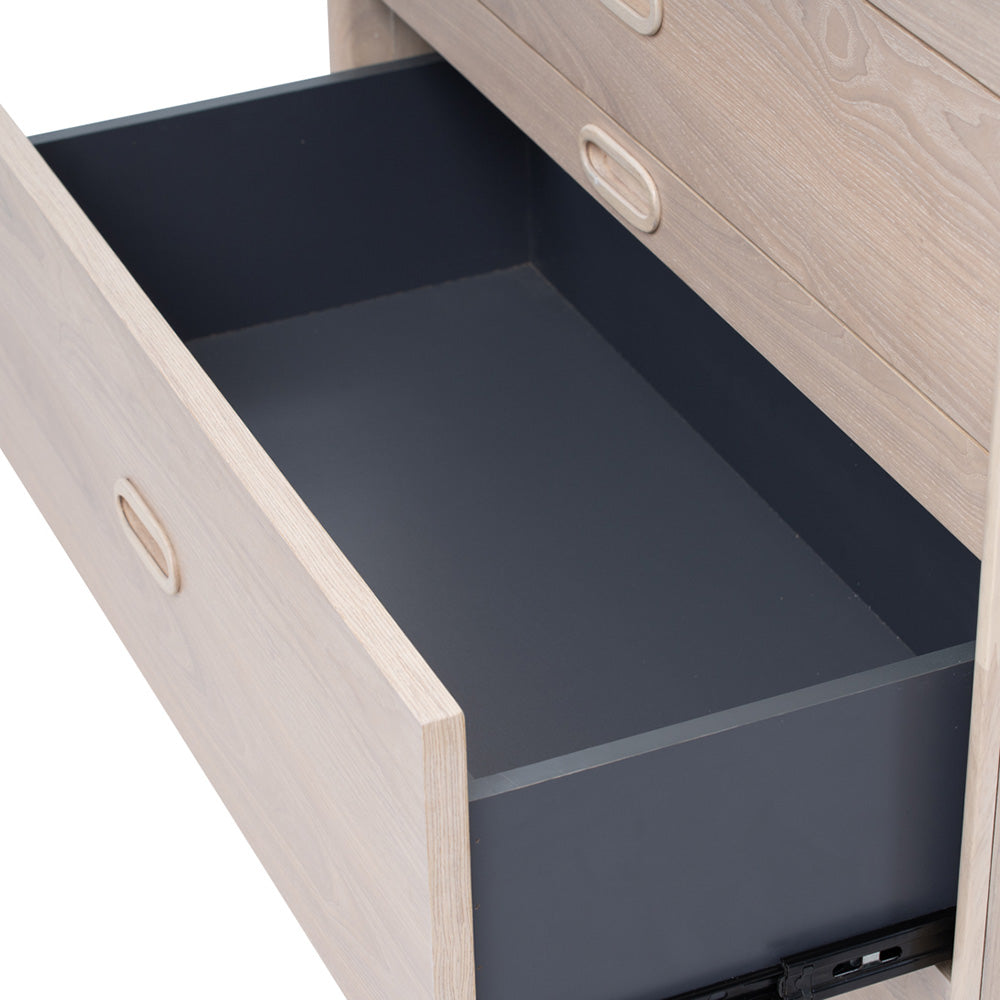 HAYTON 70cm Tall Sideboard - White Oak Solid Wood Buffet Cabinet for Dining Room, Living Room & Entryway Storage
