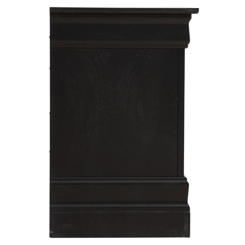 Black Louis Phillipe 2-Drawer Nightstand by Glory Furniture - Elegant Bedside Table for Bedroom, Guest Room, or Nursery Storage