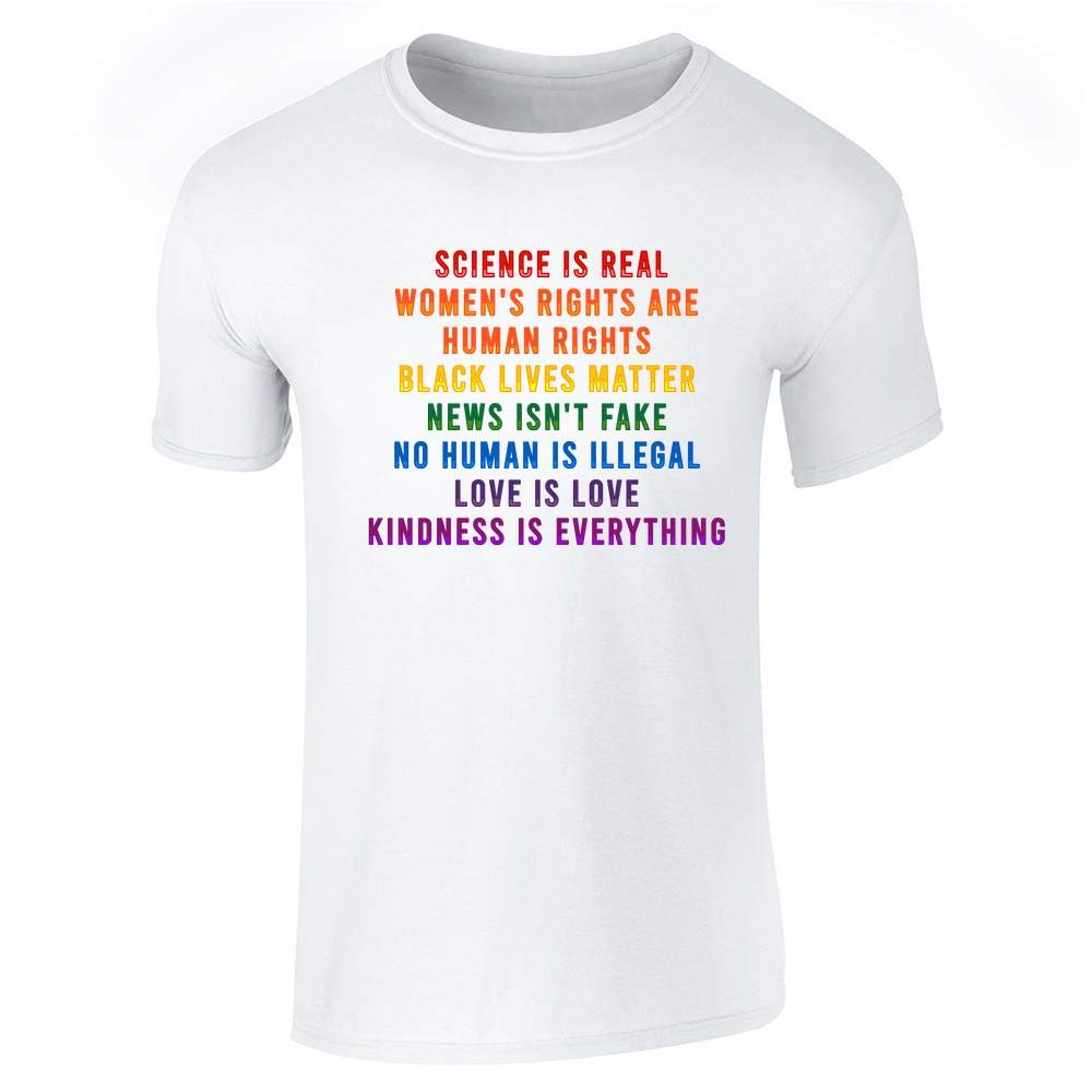 Science is Real Black Lives Matter Rainbow Facts Graphic Tee for Men - Soft Cotton Unisex T-Shirt - Perfect for Pride Month, Social Justice Events & Casual Wear