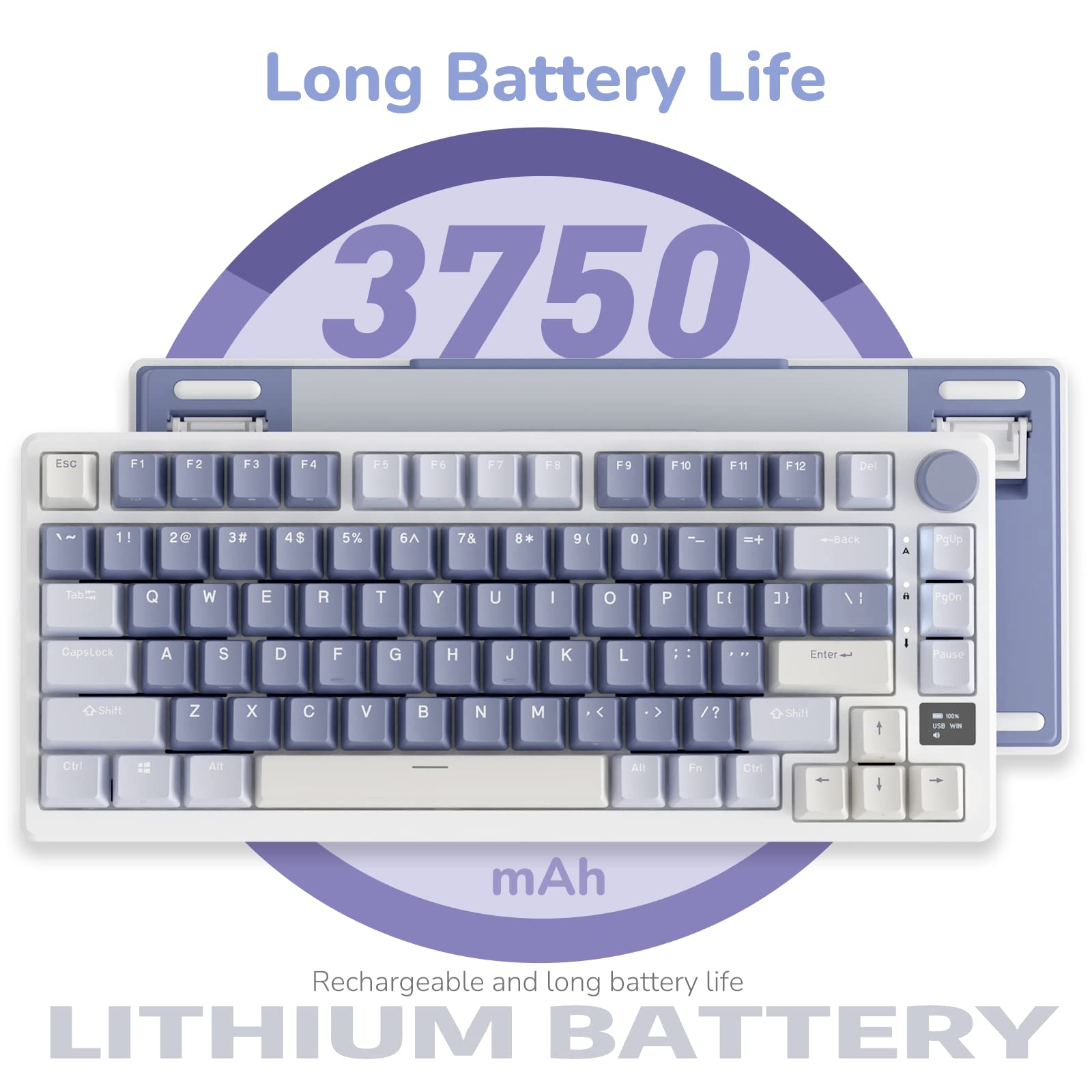 RK ROYAL KLUDGE M75 75% Wireless Mechanical Gaming Keyboard - OLED Smart Display, Volume Knob, RGB Backlit, Hot-Swap Fast Silver Switch, 2.4G/USB-C/BT Triple Mode, Gasket Mounted (81 Keys) - Perfect for PC Gaming, Office Work & Typing Enthusiasts