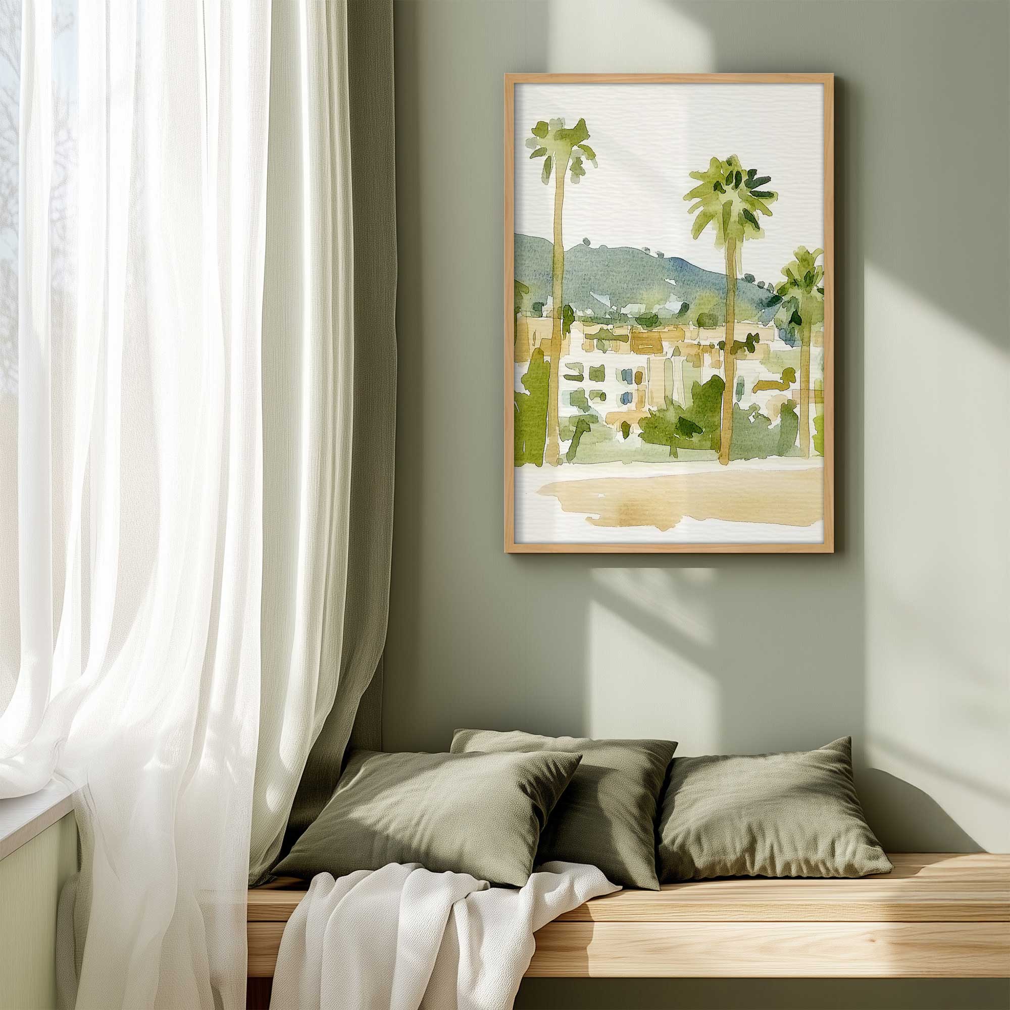 Desert Palms and Villas III Print - Stunning Landscape Wall Art for Home & Office Decor | Perfect for Living Room, Bedroom, or Office Wall Decorations