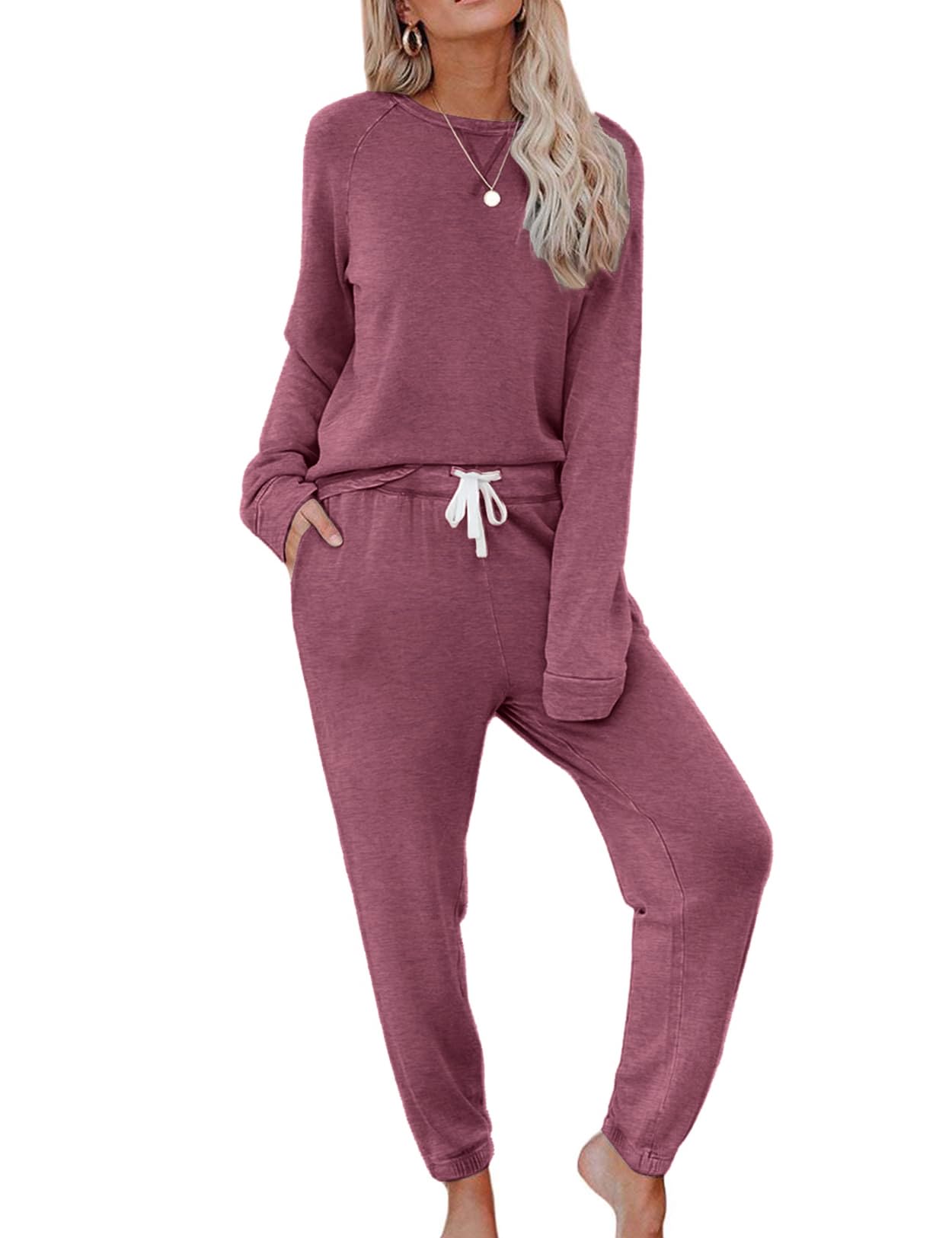 Women's 2 Piece Lounge Set - Long Sleeve Tops & Jogger Sweatpants Comfy Loungewear for Home, Yoga & Relaxation | Soft Pajama Sets for Women