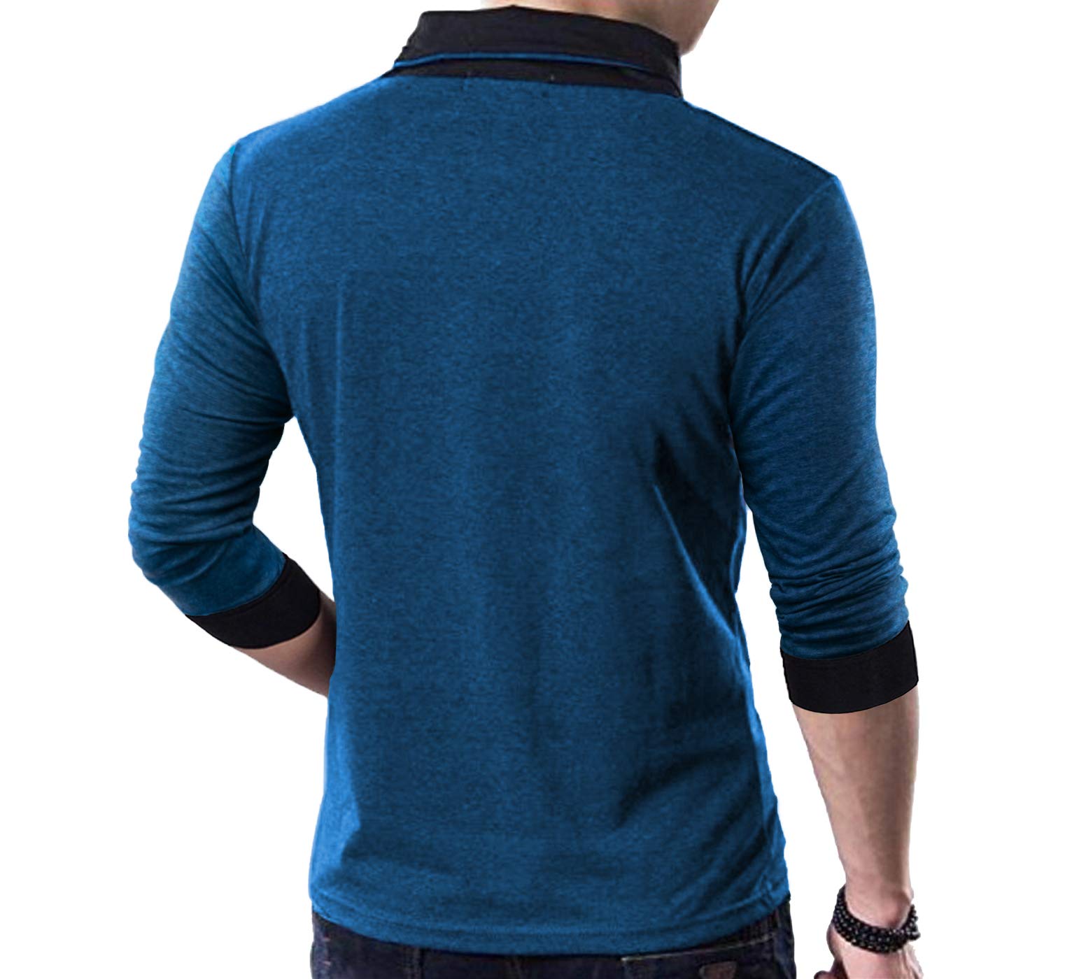 YTD Men's Cotton Casual V-Neck Button Slim Fit Muscle Tee - Short Sleeve T-Shirt for Gym, Workout & Summer Outfits