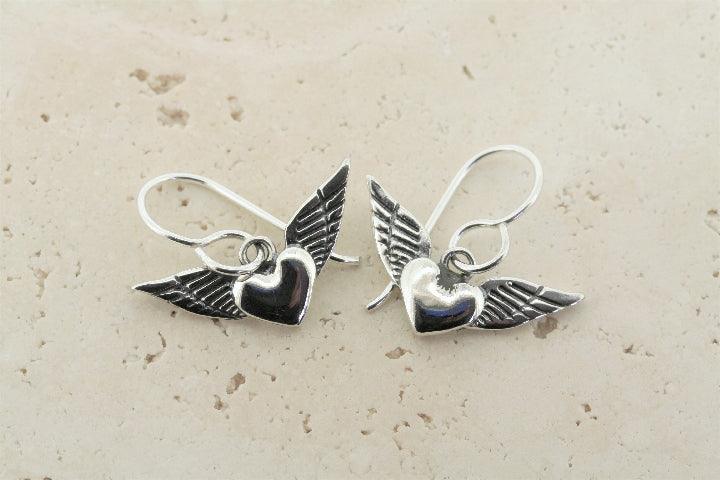 Flying Heart Drop Earrings for Women - Romantic Dangle Jewelry Gift for Valentine's Day, Anniversary & Date Night