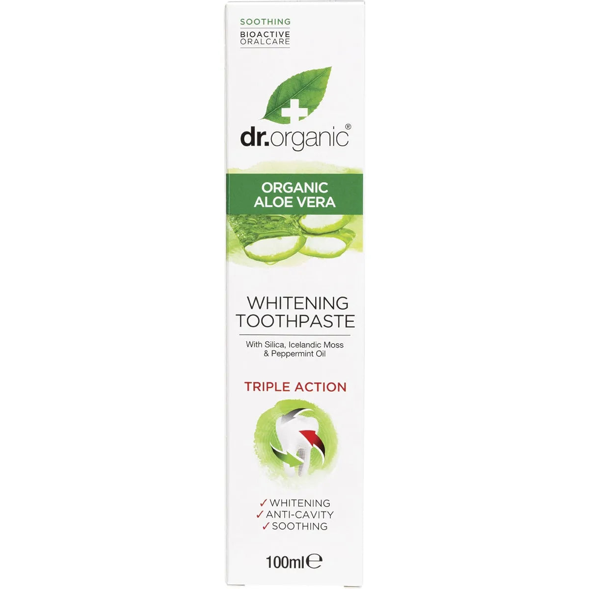 Dr Organic Whitening Toothpaste with Aloe Vera - Natural & Fluoride-Free for Sensitive Teeth - Fresh Breath & Gum Care - Perfect for Daily Oral Hygiene & Travel