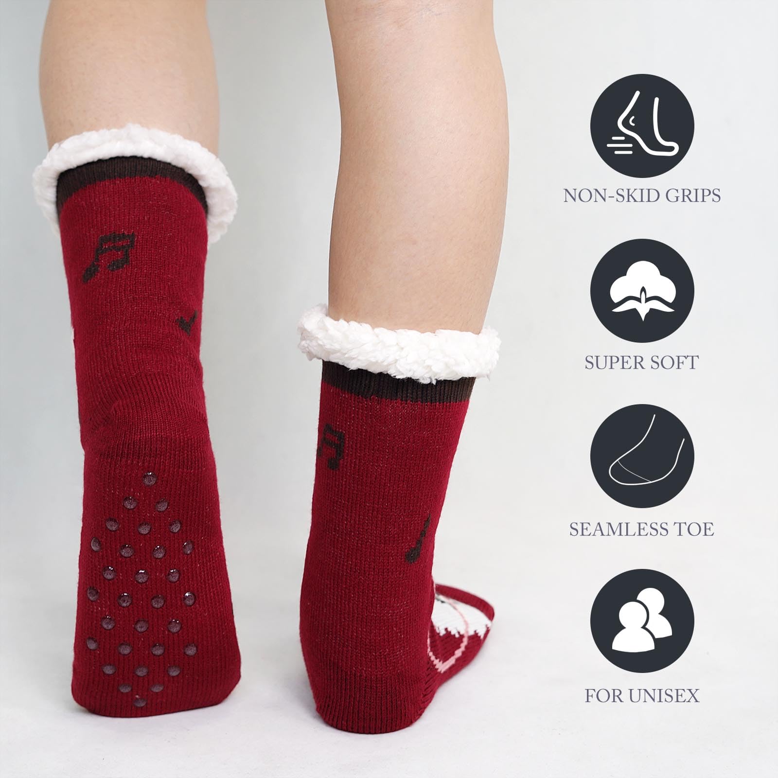 ZAKASA Non-Slip Fuzzy Socks for Women - Warm Winter Grip Slipper Socks, Soft Thick Fluffy Cozy Socks - Perfect Christmas Gift for Indoor, Outdoor & Home Wear