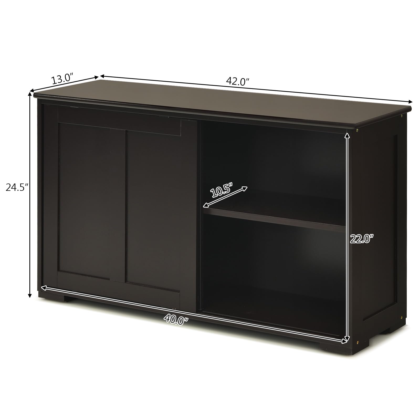 NAFORTA Modern Sideboard Buffet Cabinet with Adjustable Shelves & Sliding Doors - Kitchen Storage Cabinet for Dining Room, Entryway, Living Room | Stackable Organizer for Dishes, Linens & Home Decor (Brown)