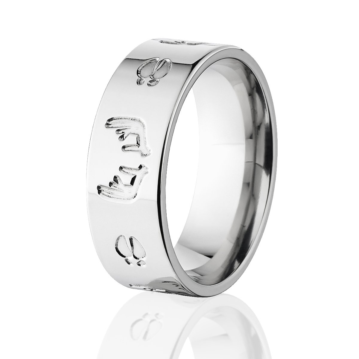 Deer Track Rings for Men - Animal Track Wedding Bands - Handcrafted Hunting Jewelry in USA - Perfect for Outdoor Enthusiasts, Nature Lovers & Rustic Weddings