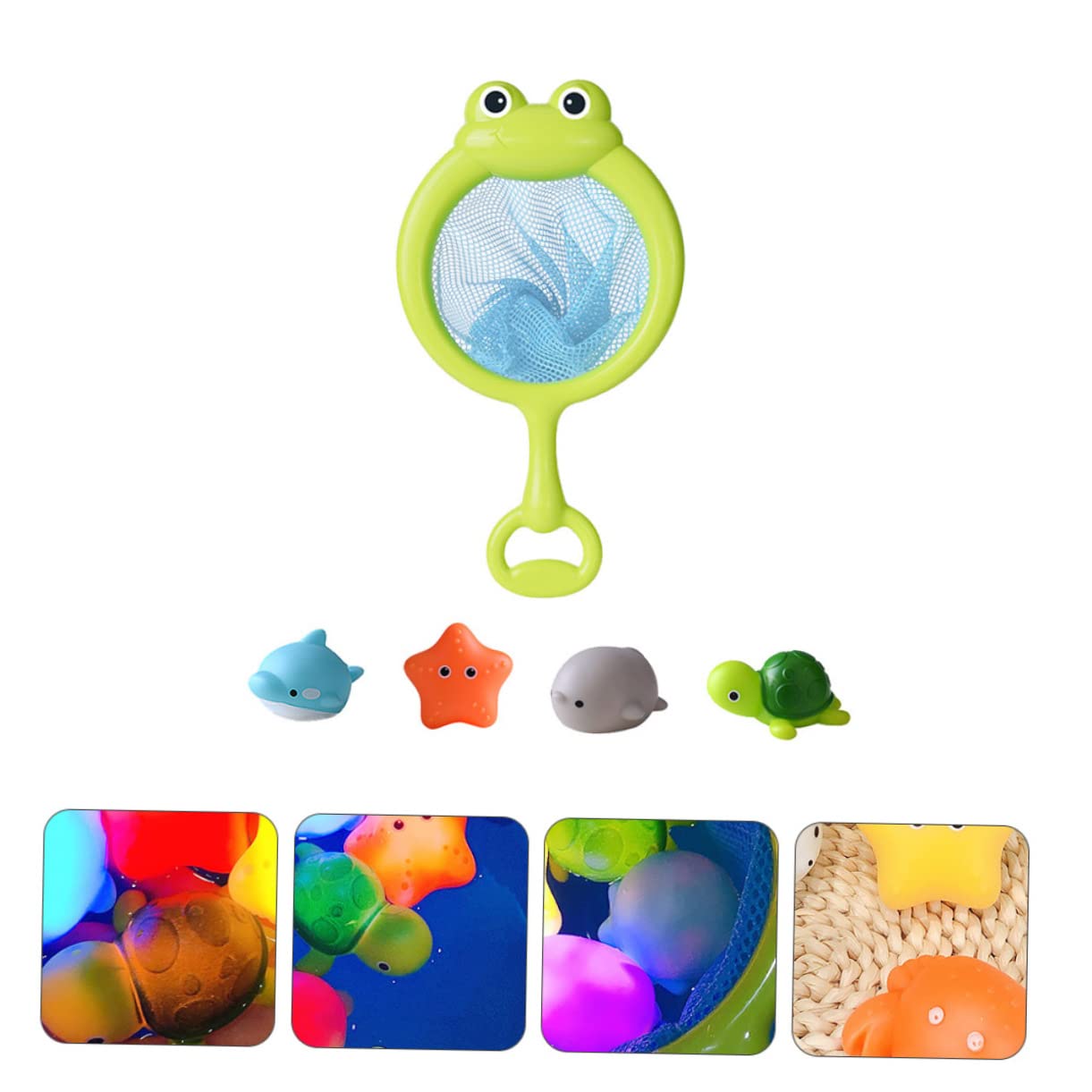 HEMOTON 5-Piece Net Fishing Bath Toys for Babies - Safe Plastic Infant Tub & Beach Play Set for Sensory Development, Water Play & Outdoor Fun