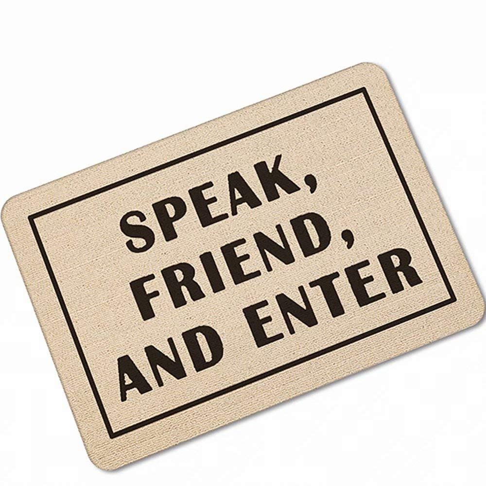 YQ Park Low Profile 'Speak, Friend, and Enter' Door Mat - Fashion Welcome Pad for Garage, Garden & Front Door - Non-Slip Indoor/Outdoor Rug for Lord of the Rings Fans - Perfect for Entryways, Patios & Mudrooms