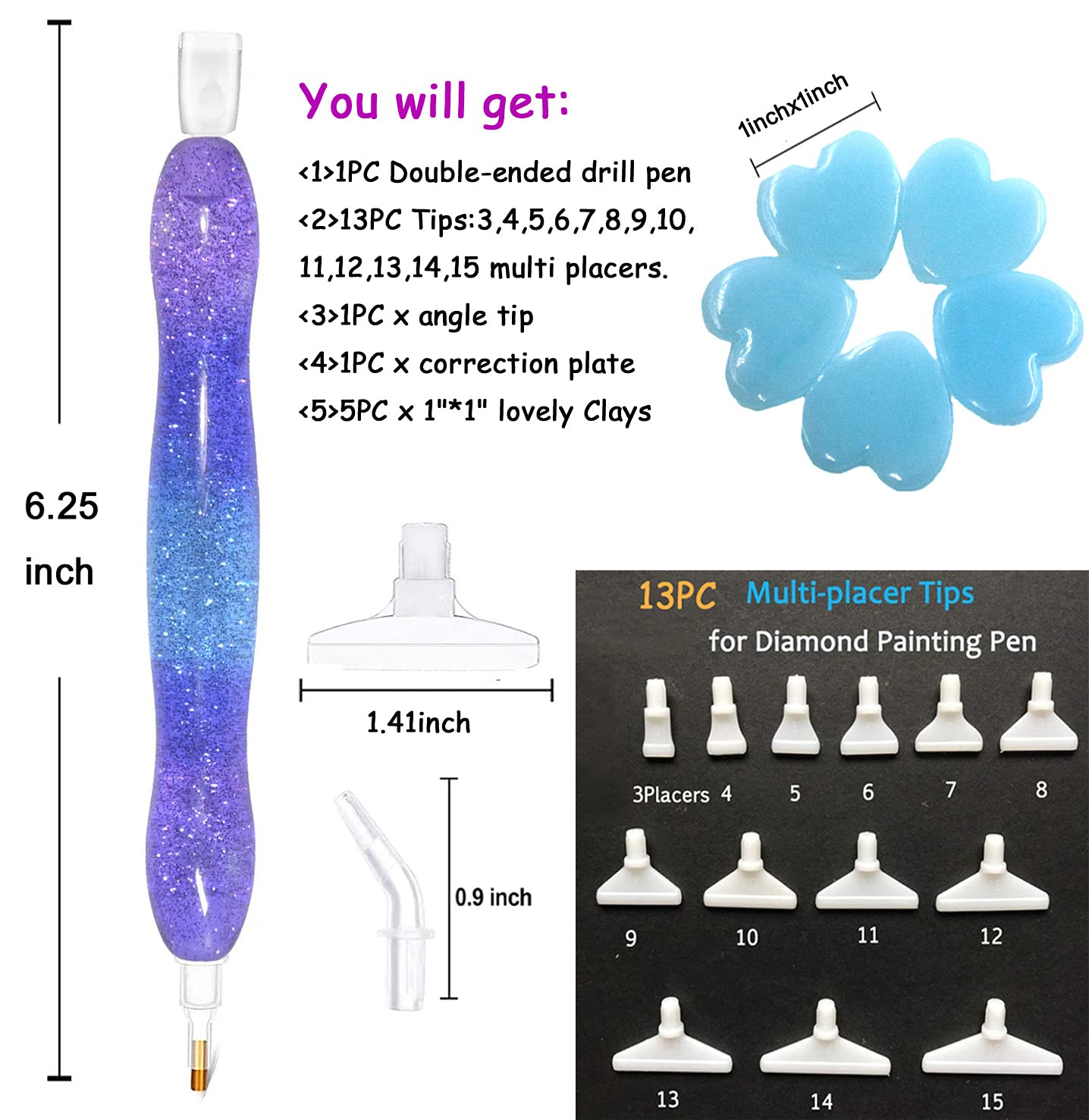 5D Diamond Painting Kit with Drill Pen, Stylus Tips, Glue & Accessories - Shine Purple - Perfect for DIY Art, Home Decor & Craft Projects