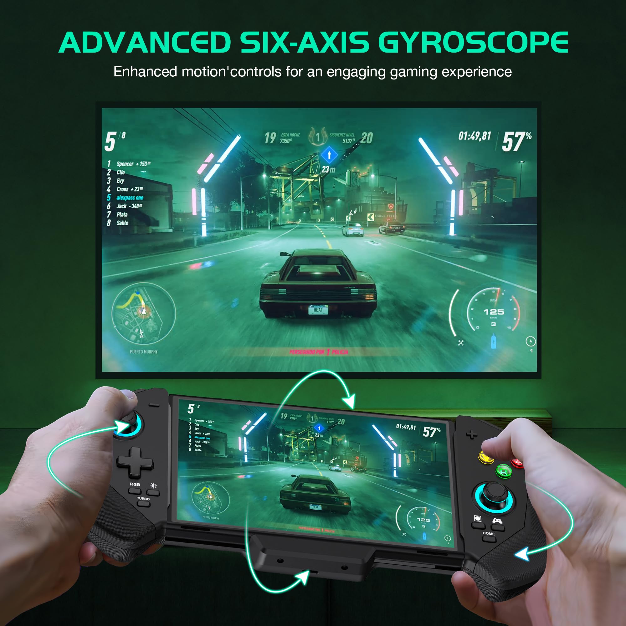 Wireless Switch Controller for Nintendo Switch & OLED - Ergonomic One-Piece Joypad with RGB Lighting, Turbo Function, 4 Game Card Slots & Dual Vibration Motors - Perfect for Gaming, Travel & Family Entertainment