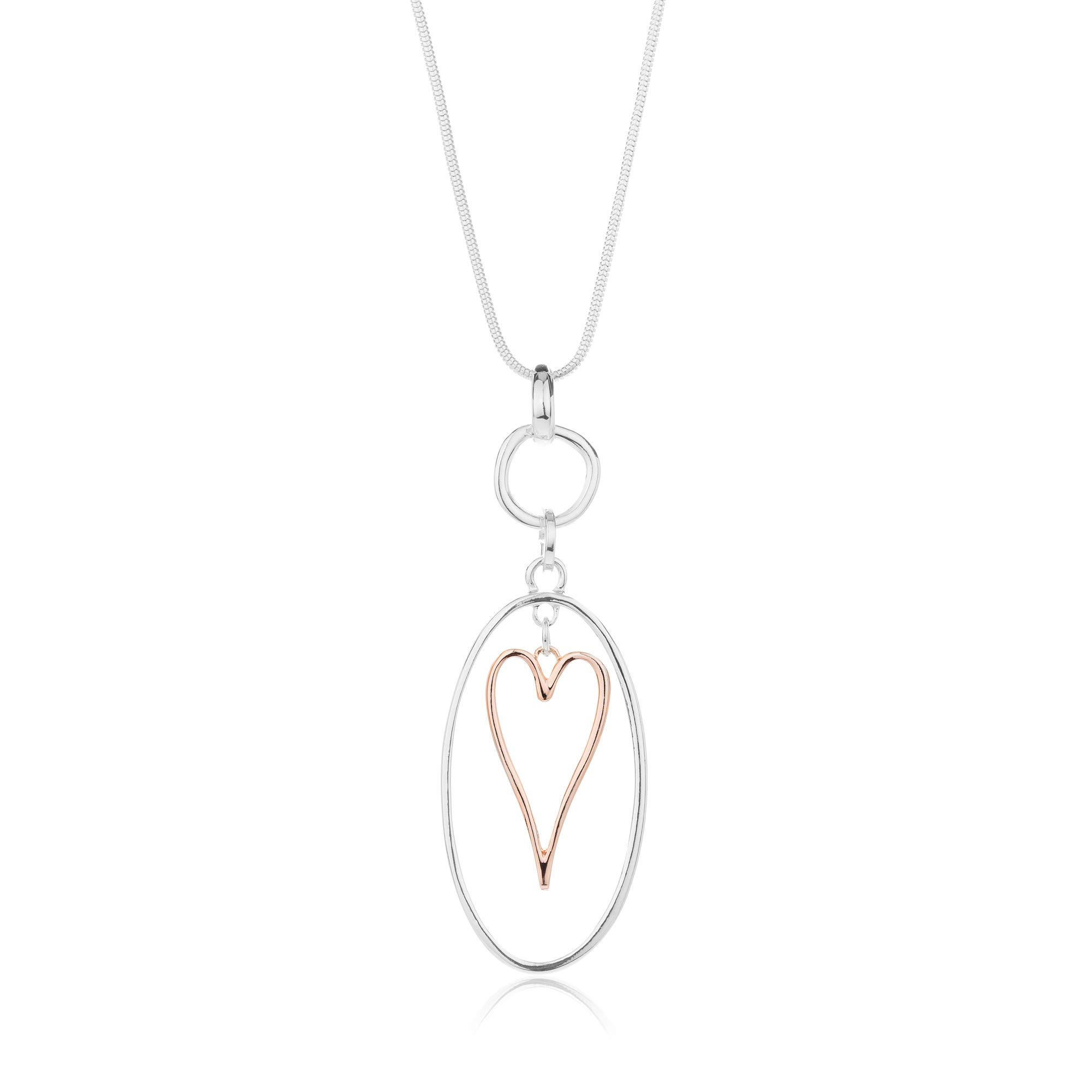 Elegant Heart Pendant Necklace for Women - Silver & Rose Gold Layered Lariat Chain with Gift Box | Perfect for Casual Wear, Date Nights & Special Occasions