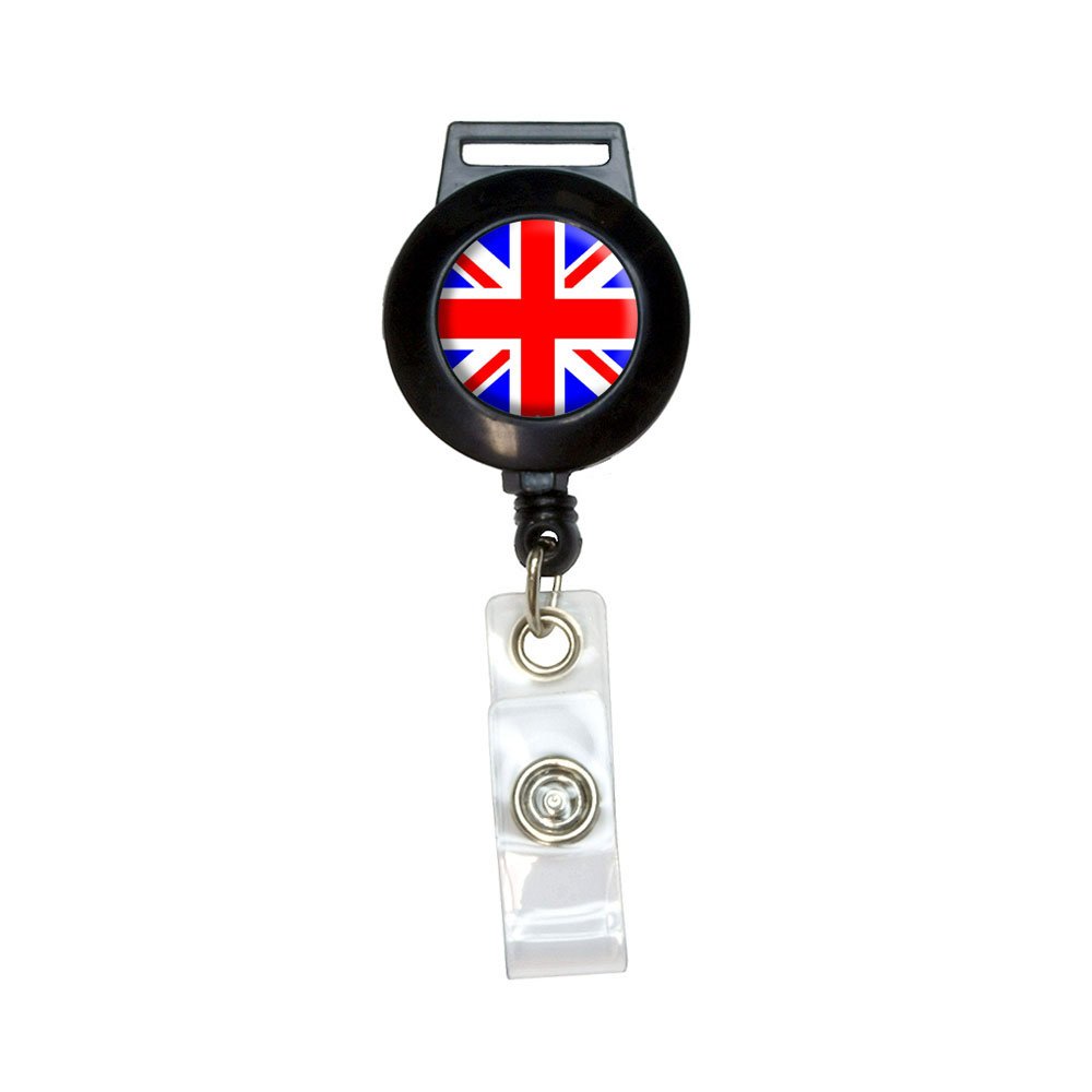British Union Jack Flag Lanyard with Retractable Reel & ID Badge Holder - Perfect for Office, School, Events and UK Pride Accessories