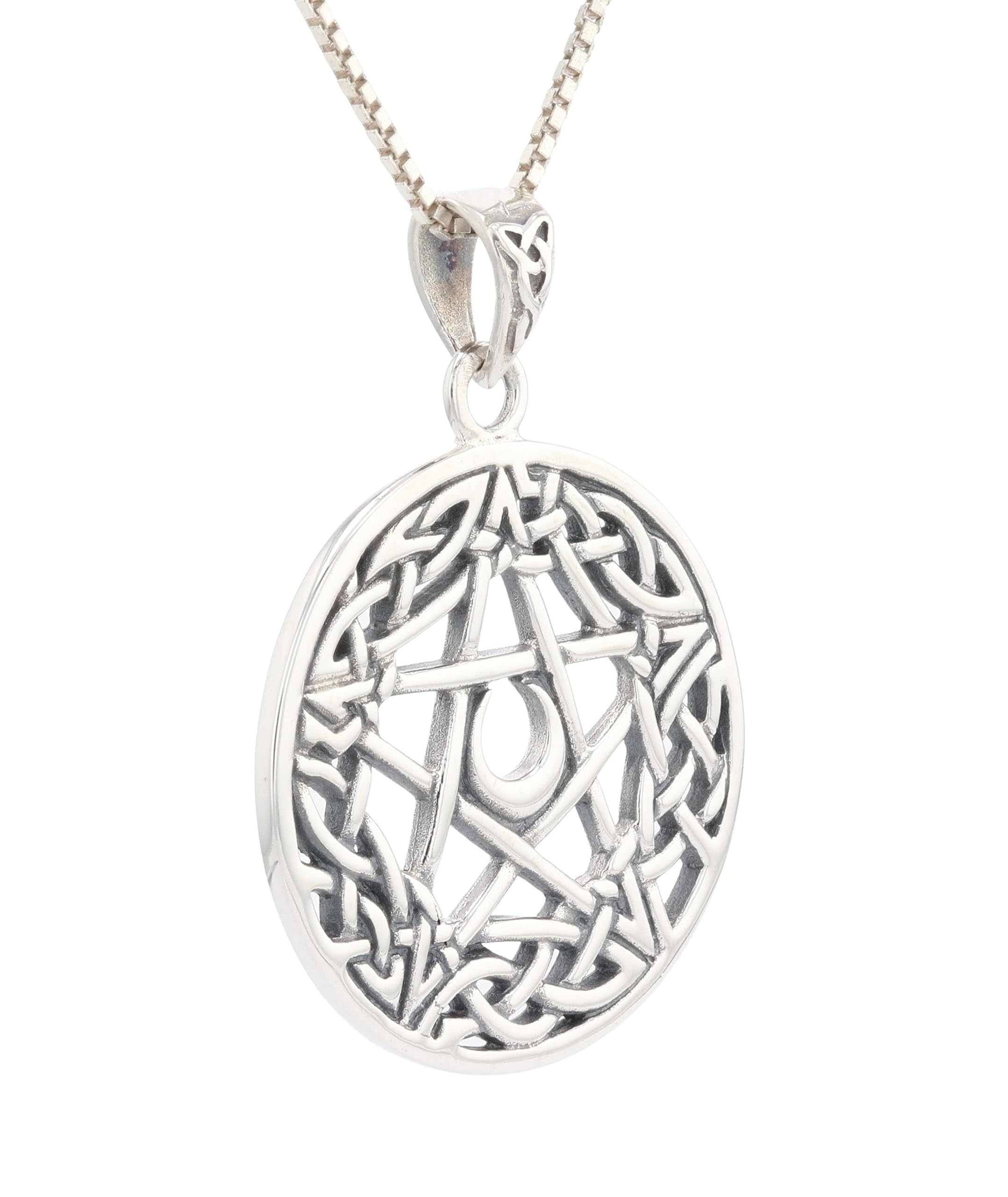 Celtic Pentacle Star Protection Sterling Silver Pendant Necklace 18