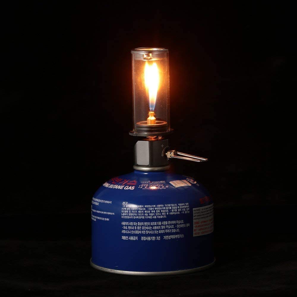 Portable Outdoor Butane Gas Lantern - Rechargeable Camping Light for Tent, Picnic, Hiking & Emergency Use - Durable Glass Mantle Candle Lamp with Windproof Design