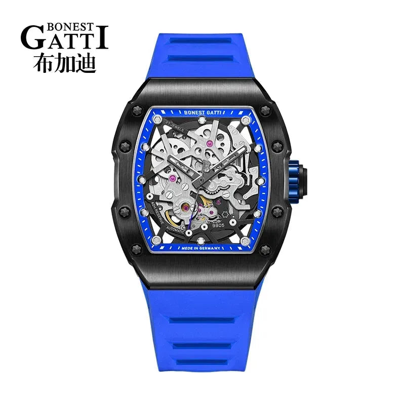 BONEST GATTI Phantom Series Skeleton Men's Watch - Luxury Automatic Mechanical Waterproof Wristwatch for Men | Perfect for Business, Formal Events & Everyday Wear