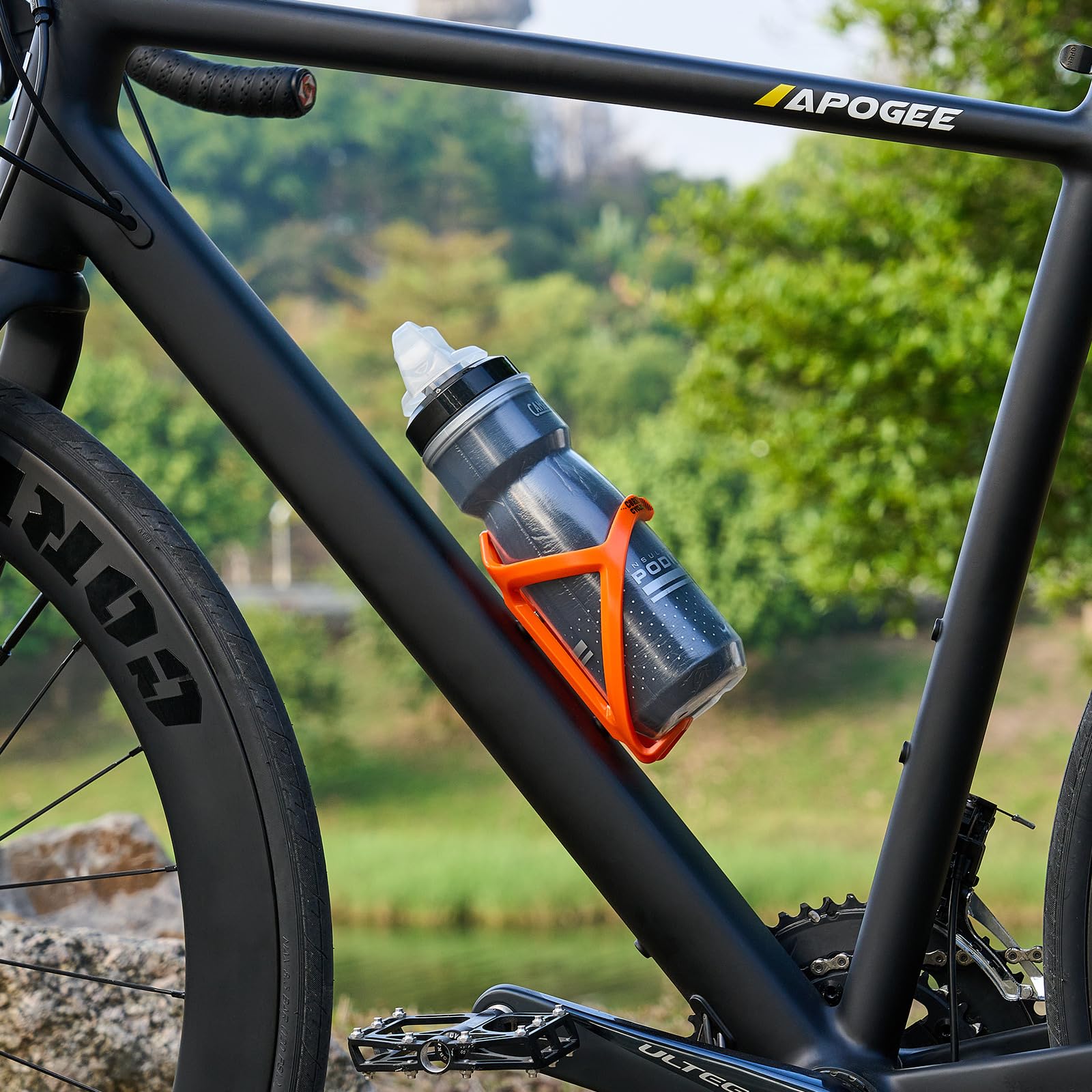 Corki Bike Water Bottle Cage - 2 Pack, Right Side Load for Road & MTB - Vibrant Orange | Cycling & Outdoor Sports