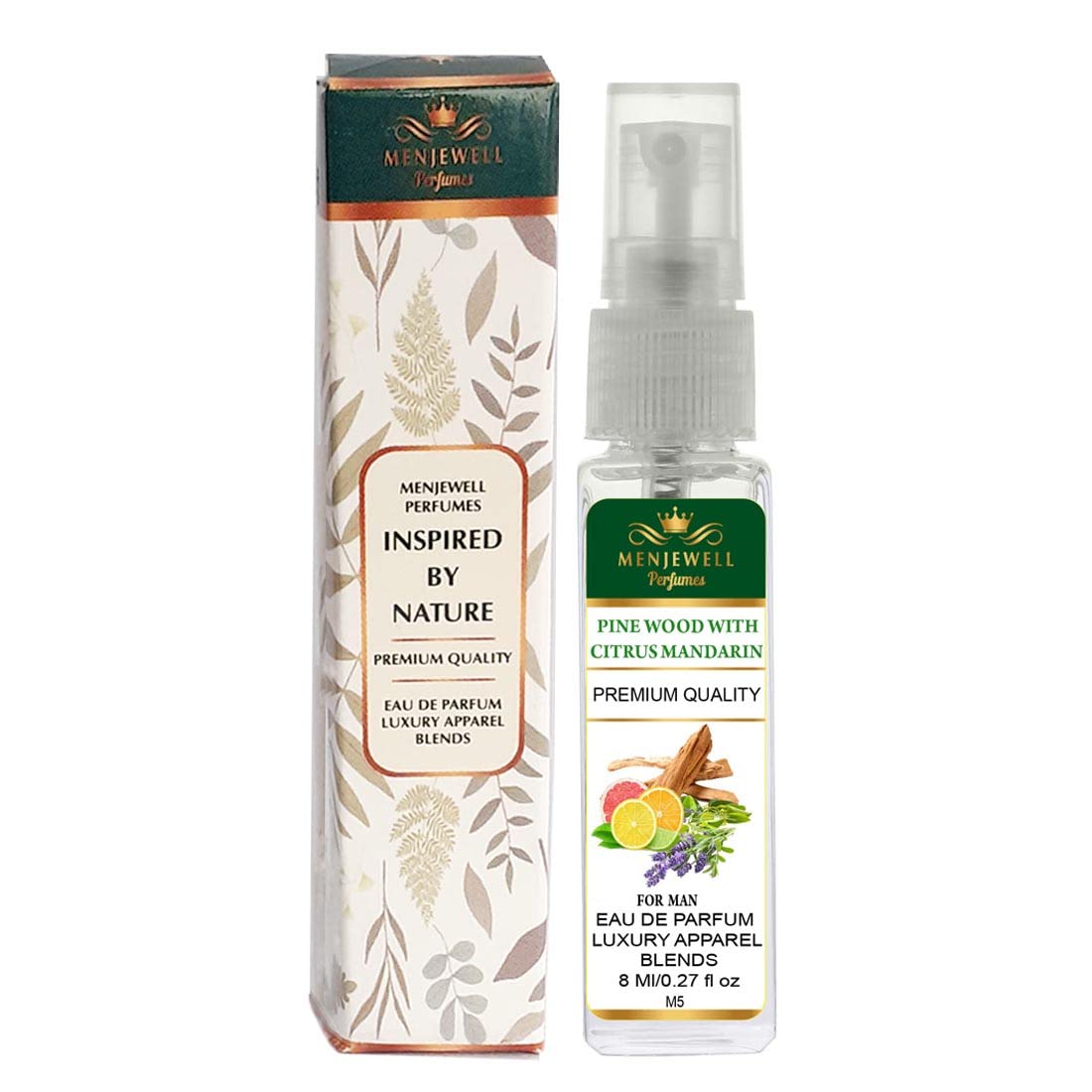 Premium Men's Pine Wood & Citrus Mandarin Eau de Parfum - 8ml Luxury Cologne for Men | Fresh Woody Fragrance for Date Night, Office & Special Occasions