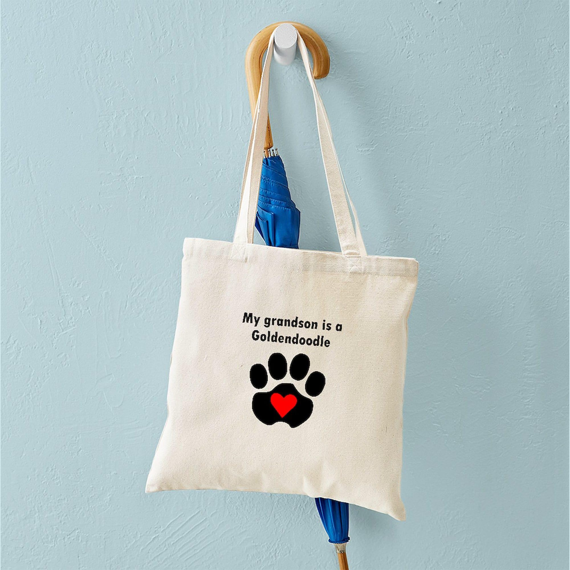 My Grandson Is A Goldendoodle - Natural Canvas Tote Bag | Reusable Grocery Shopping Bag for Dog Lovers, Grandparents & Pet Owners | Perfect for Groceries, Beach Trips & Dog Park Outings