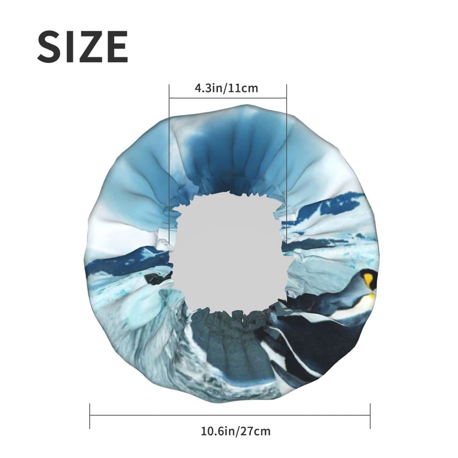 Waterproof Reusable Shower Cap for Women - Cute Penguin Design Bathing Hair Cover - Perfect for Shower, Spa & Swimming (2-Pack)