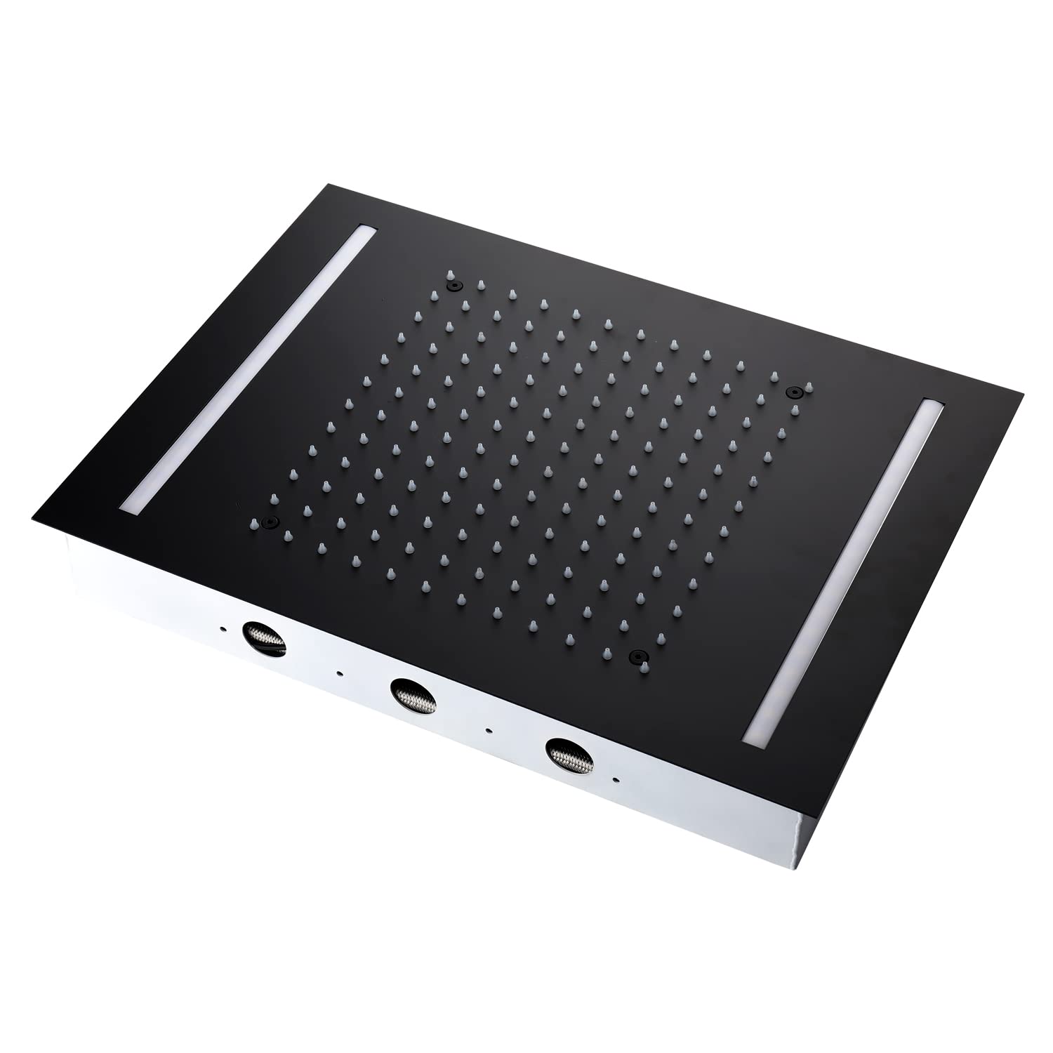 LED Rainfall Shower Head - Stainless Steel Rectangular Overhead Shower with Massage Function - Modern Bathroom Upgrade for Spa-Like Experience at Home