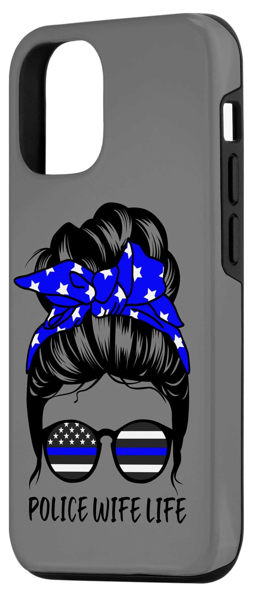 Funny Police Wife iPhone 12/12 Pro Case - Cute Messy Bun Hair Design - Perfect for Law Enforcement Spouses, First Responder Families & Police Appreciation Gifts