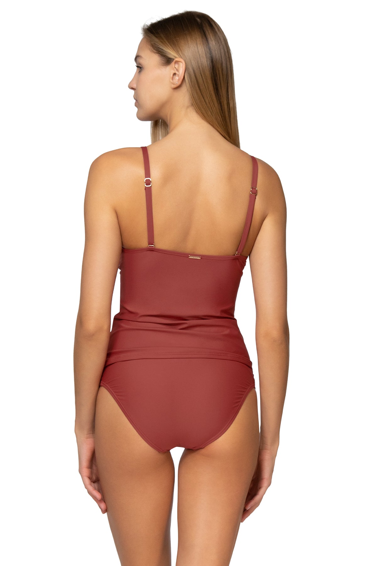 Simone Women's Tankini Swimsuit - Tuscan Red | High Waist Bikini Top & Bottom Set for Beach, Pool & Summer Vacations
