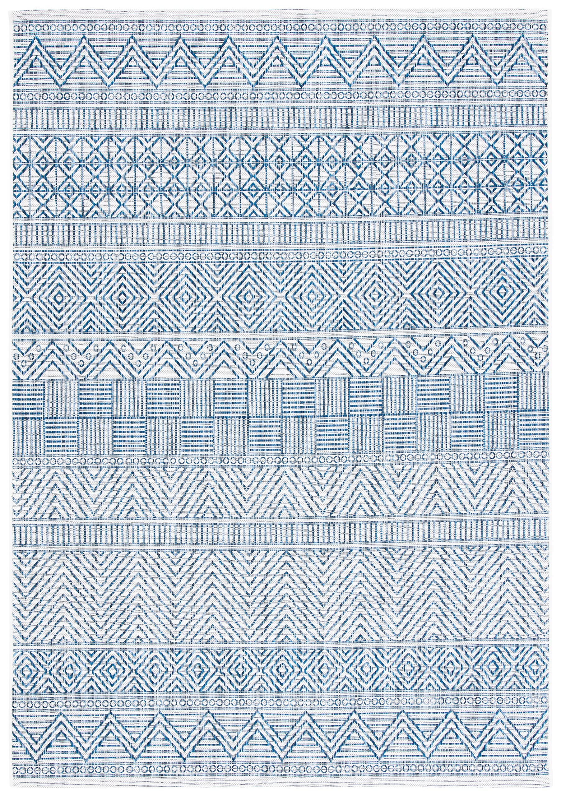 SAFAVIEH Courtyard Collection 9' x 12' Ivory/Navy CY8196 Indoor Outdoor Waterproof Rug - Easy to Clean, Stain Resistant for Patio, Backyard, Mudroom, Deck & Poolside Use