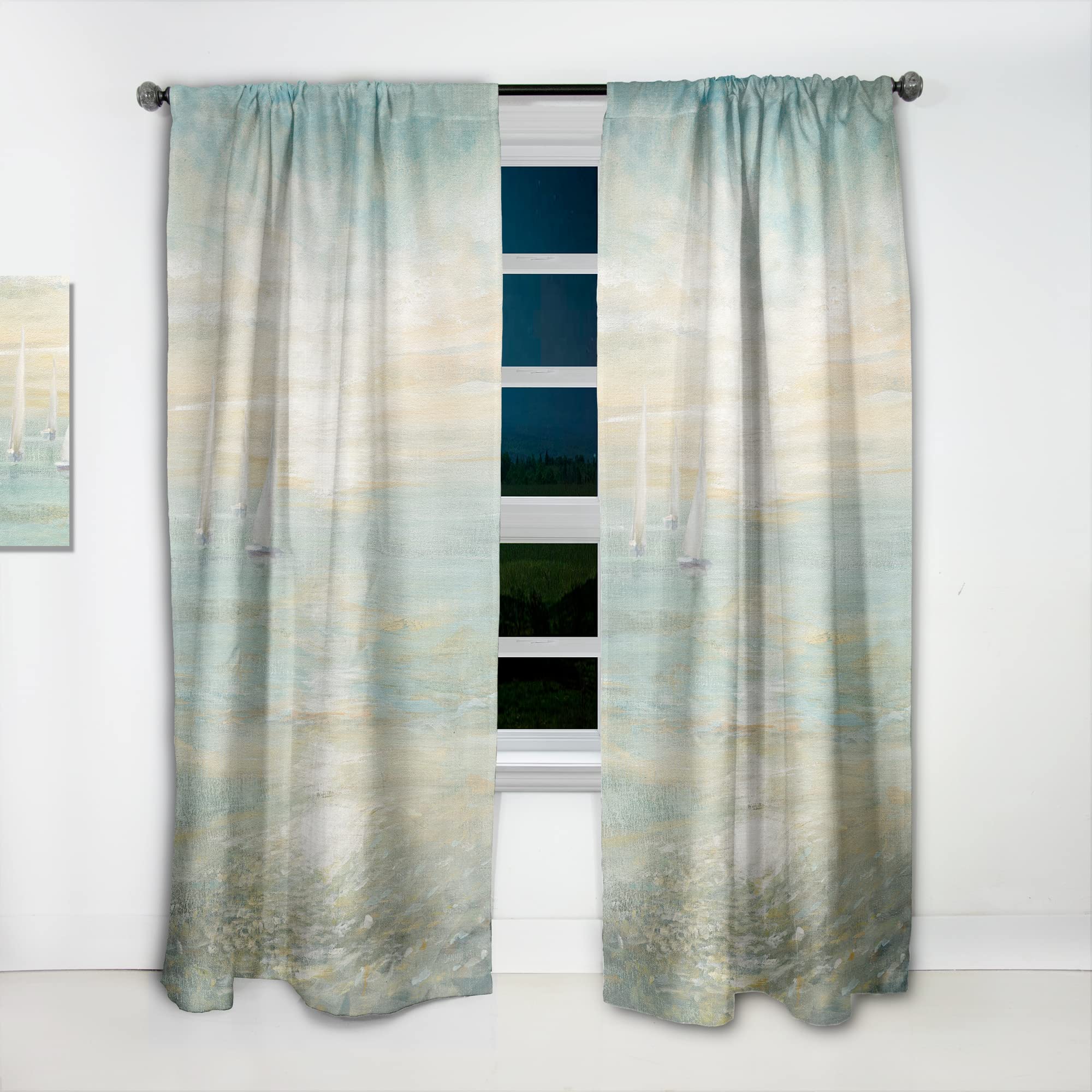 DesignQ 'Sunrise Boat I' Thermal Insulated Curtains - Single Panel 52x120 Inches - Blackout Drapes for Bedroom & Living Room - Perfect for Home Decor, Privacy & Light Control
