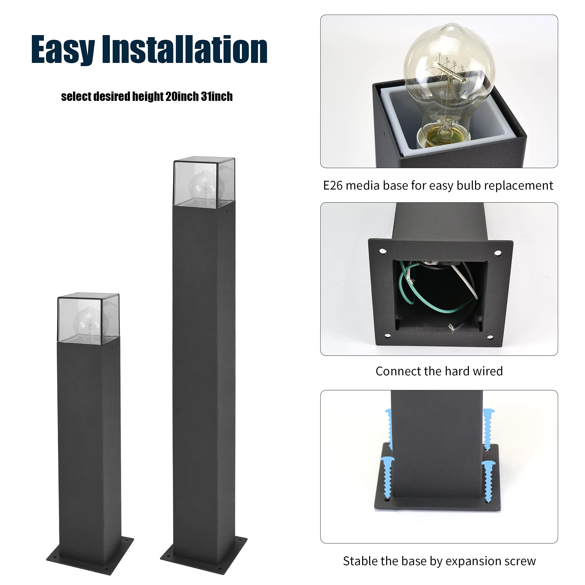 Modern Outdoor Bollard Light - 31.5