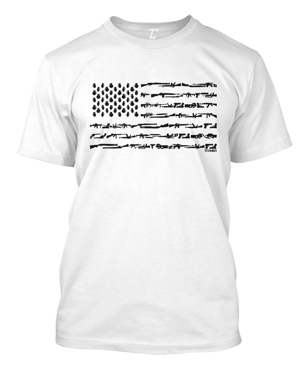 2nd Amendment Rights USA Men's T-Shirt - Patriotic Gun & American Flag Design - Comfortable Cotton Tee for Shooting Range, Hunting & Political Events