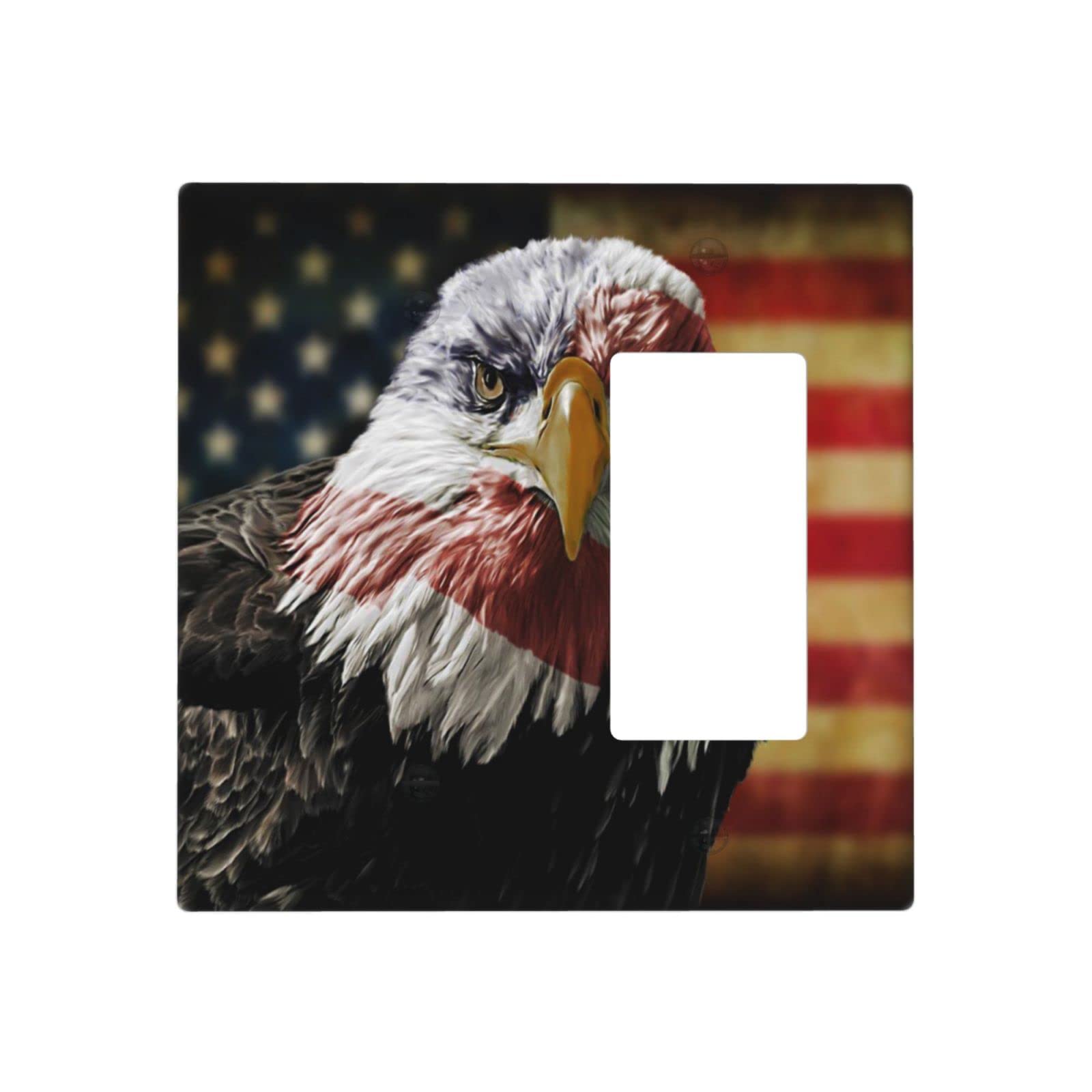 American Flag Rocker Light Switch Plate Cover - Decorative Outlet Cover with Blank & Combination Options - Perfect for Bedroom, Living Room, and Office Wall Decor
