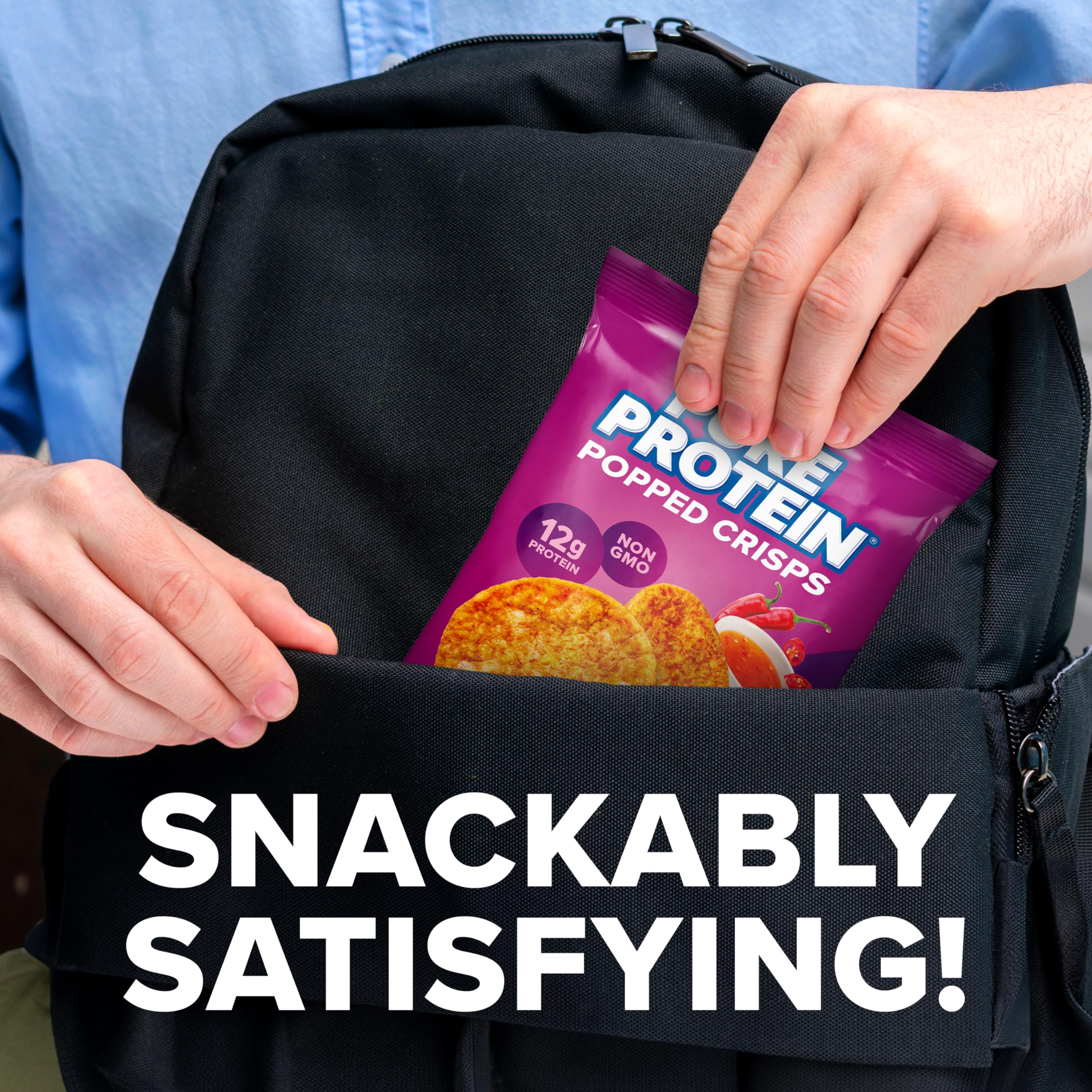 Pure Protein Popped Crisps - Sweet Chili Flavor, High Protein Snack with 12g Protein per Serving, 1.27oz Bags (Pack of 12) | Perfect for On-the-Go Snacking, Post-Workout Recovery & Healthy Lifestyle